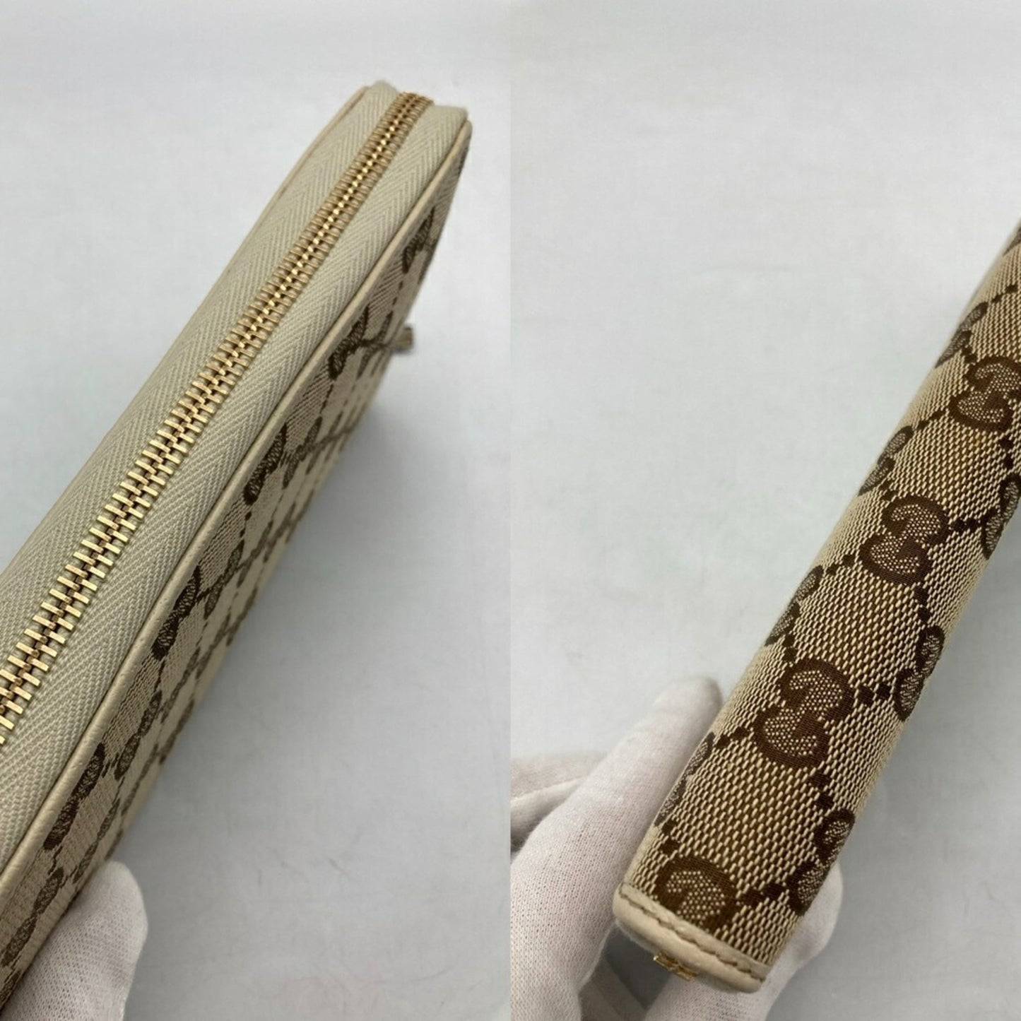 Gucci Beige Canvas Leather Long Wallet (Bi-Fold) ( )