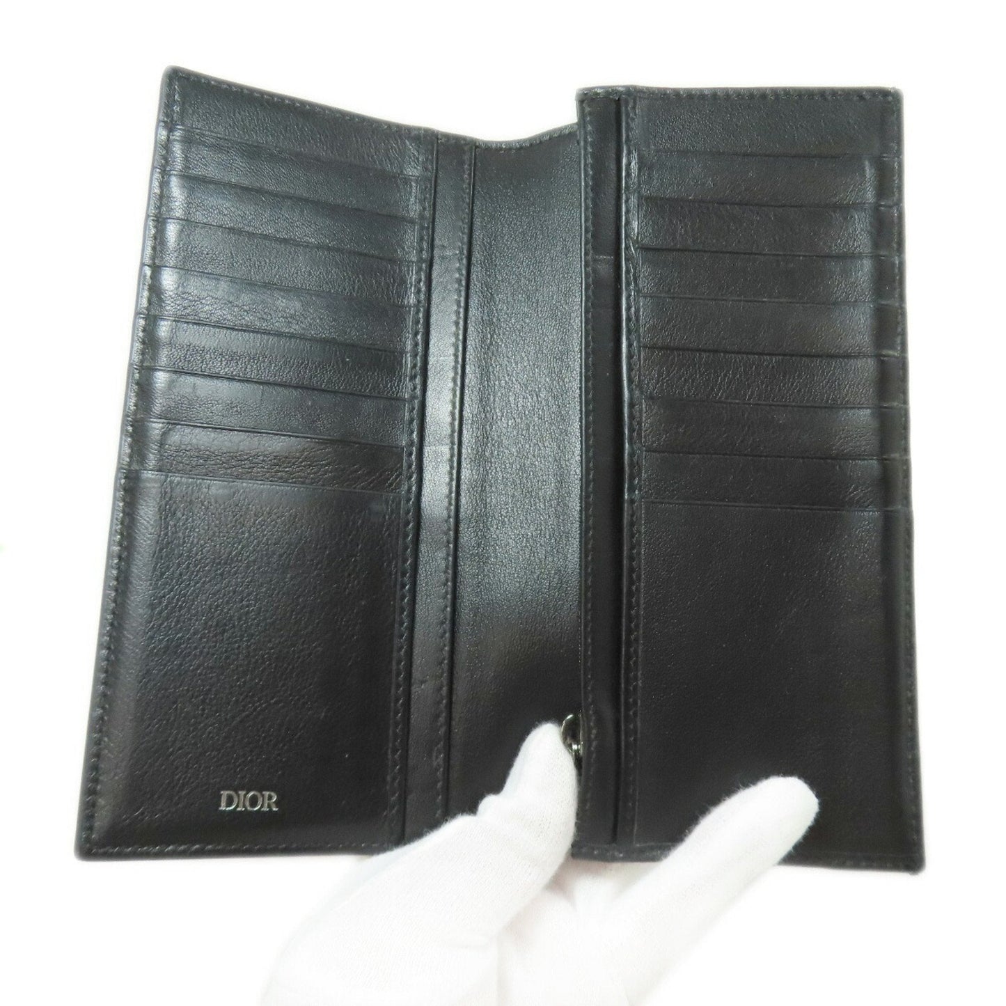Christian Dior Black Leather Long Wallet (Bi-Fold) ()