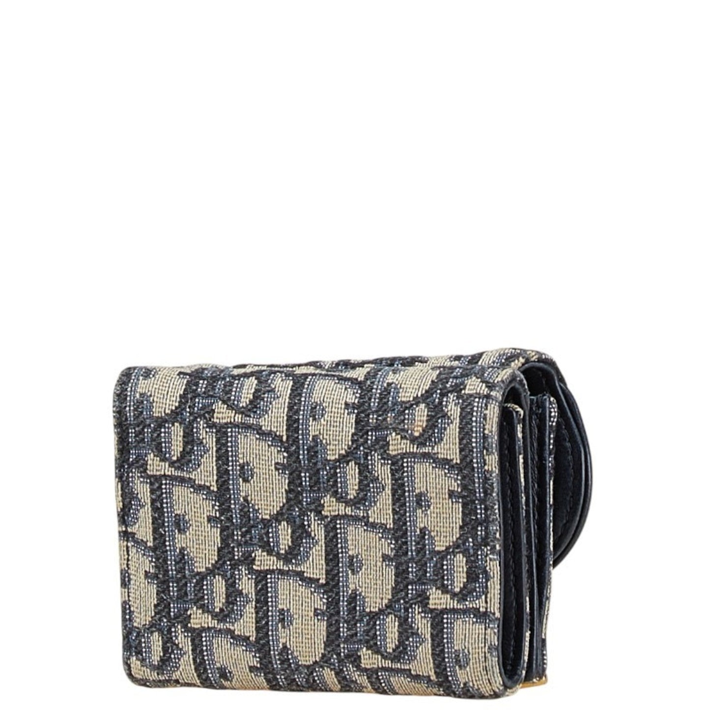 Christian Dior Beige Navy Canvas Leather Wallet (Tri-Fold) ()