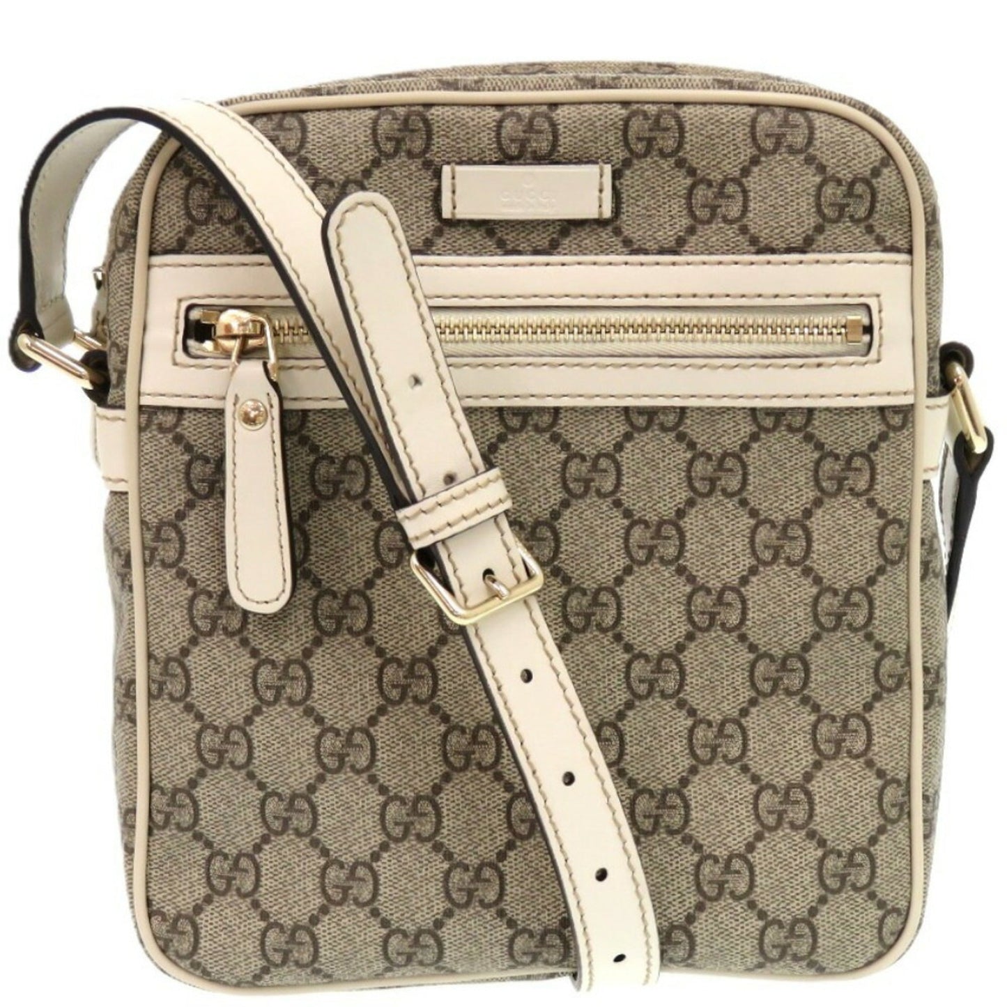 Gucci Brown Ivory Gg Supreme Pvc Shoulder Bag ( )
