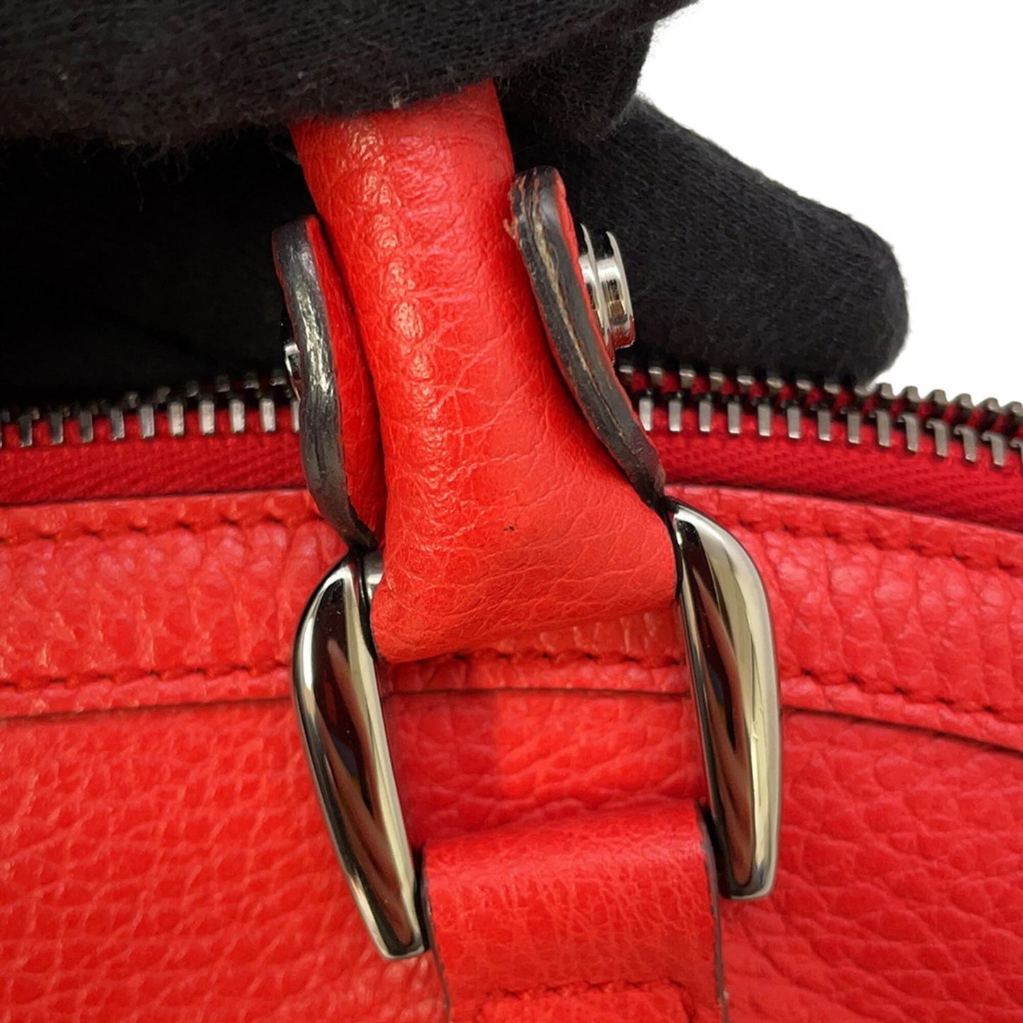Gucci Red Brown Leather Shoulder Bag Tote Bag ( )
