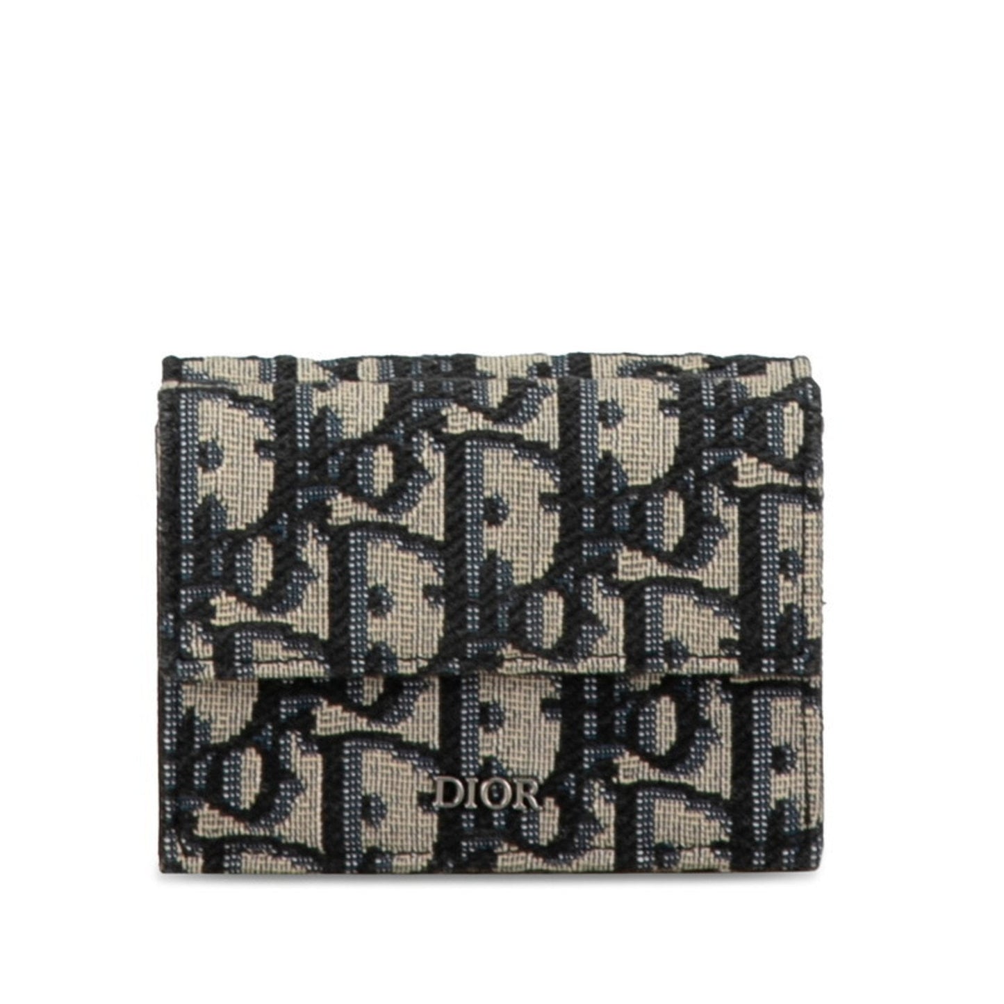 Christian Dior Beige Navy Canvas Leather Wallet (Tri-Fold) ()