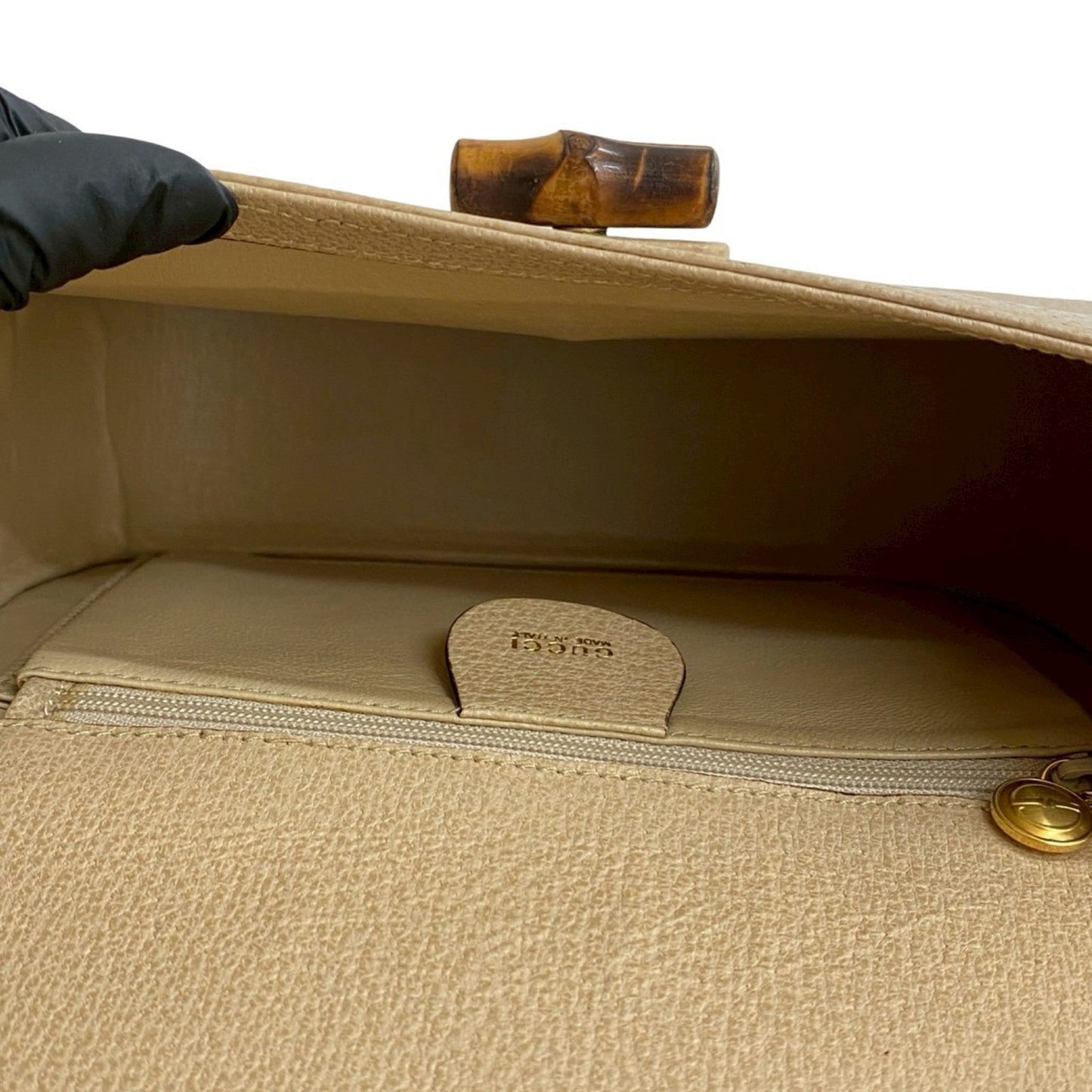 Gucci Beige Leather Bamboo Pochette Shoulder Bag ( )