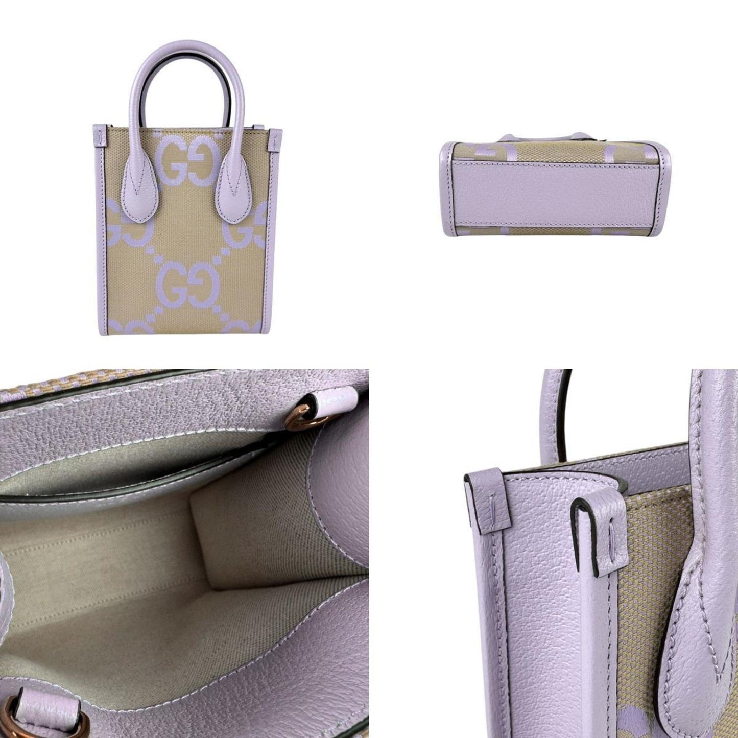 Gucci Beige Purple Gg Canvas Handbag Shoulder Bag ( )