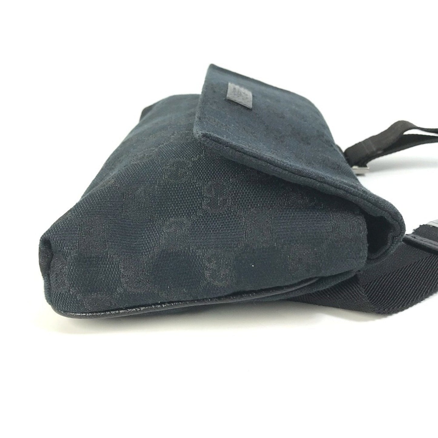 Gucci Black Gg Canvas Leather Fanny Pack ( )