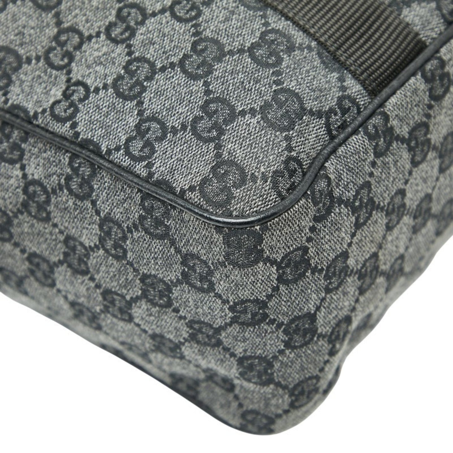Gucci Black Gray Canvas Leather Handbag ( )