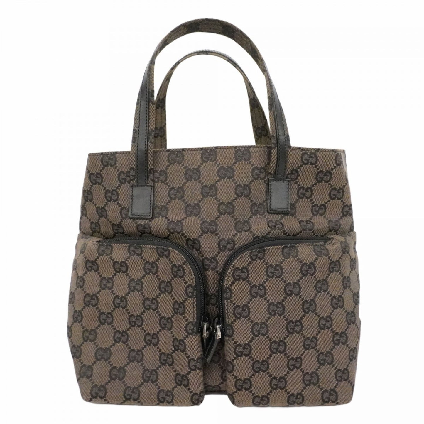 Gucci Black Brown Canvas Handbag ( )