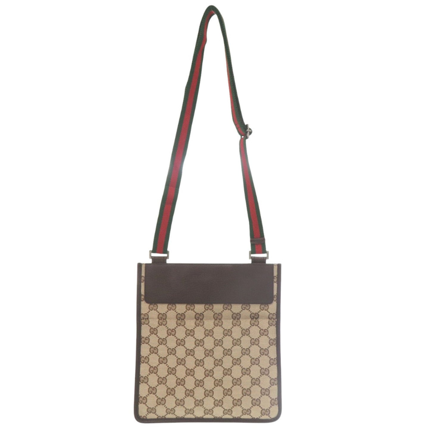 Gucci Brown Green Red Color Gg Canvas Leather Messenger Bag Sling Bag ( )