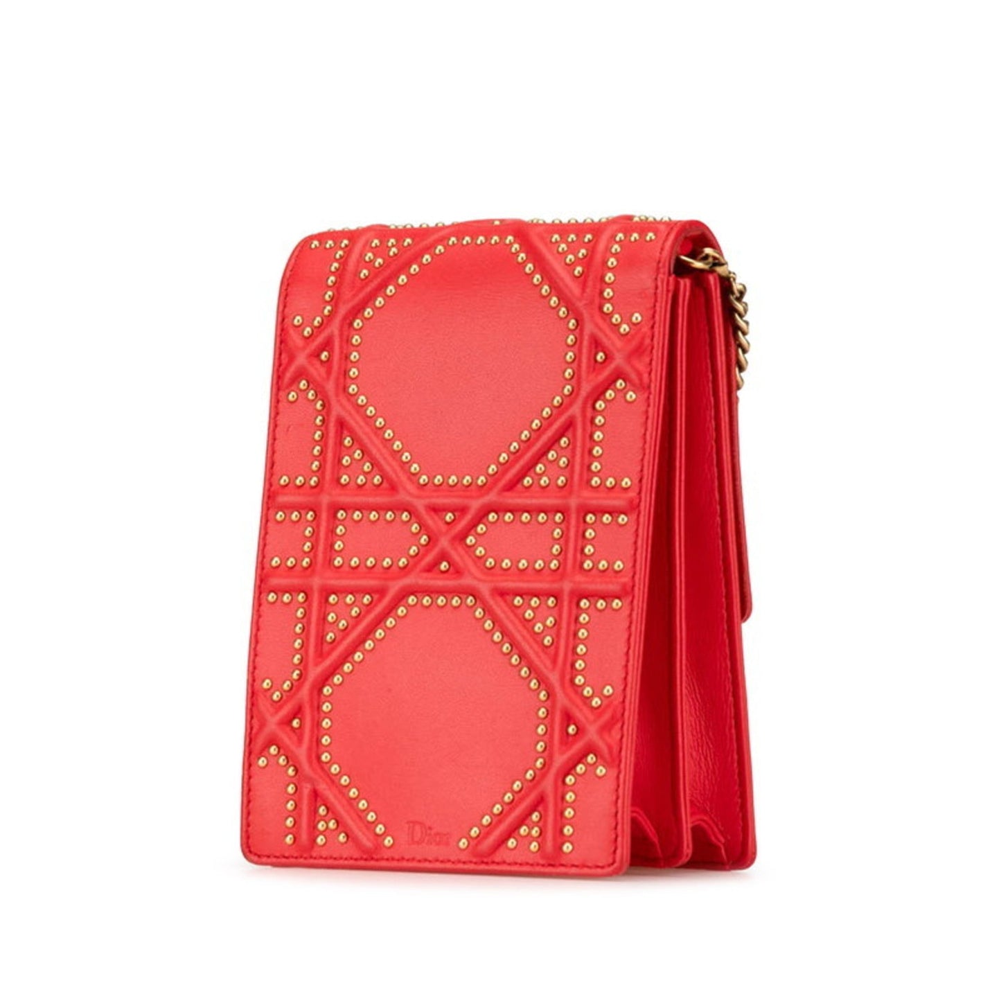 Christian Dior Gold Red Color Leather Shoulder Bag ()