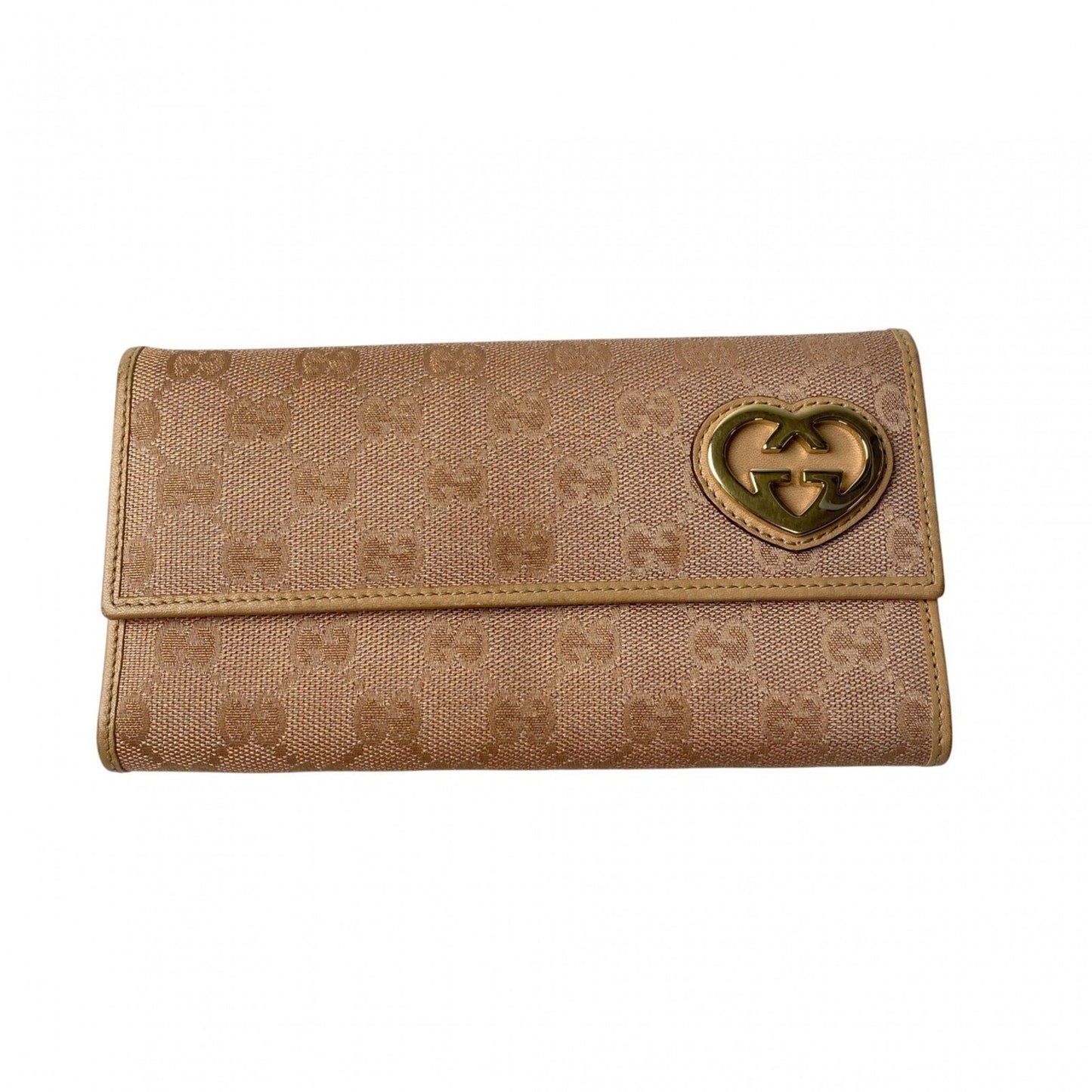 Gucci Pink Gg Canvas Leather Long Wallet (Bi-Fold) ( )