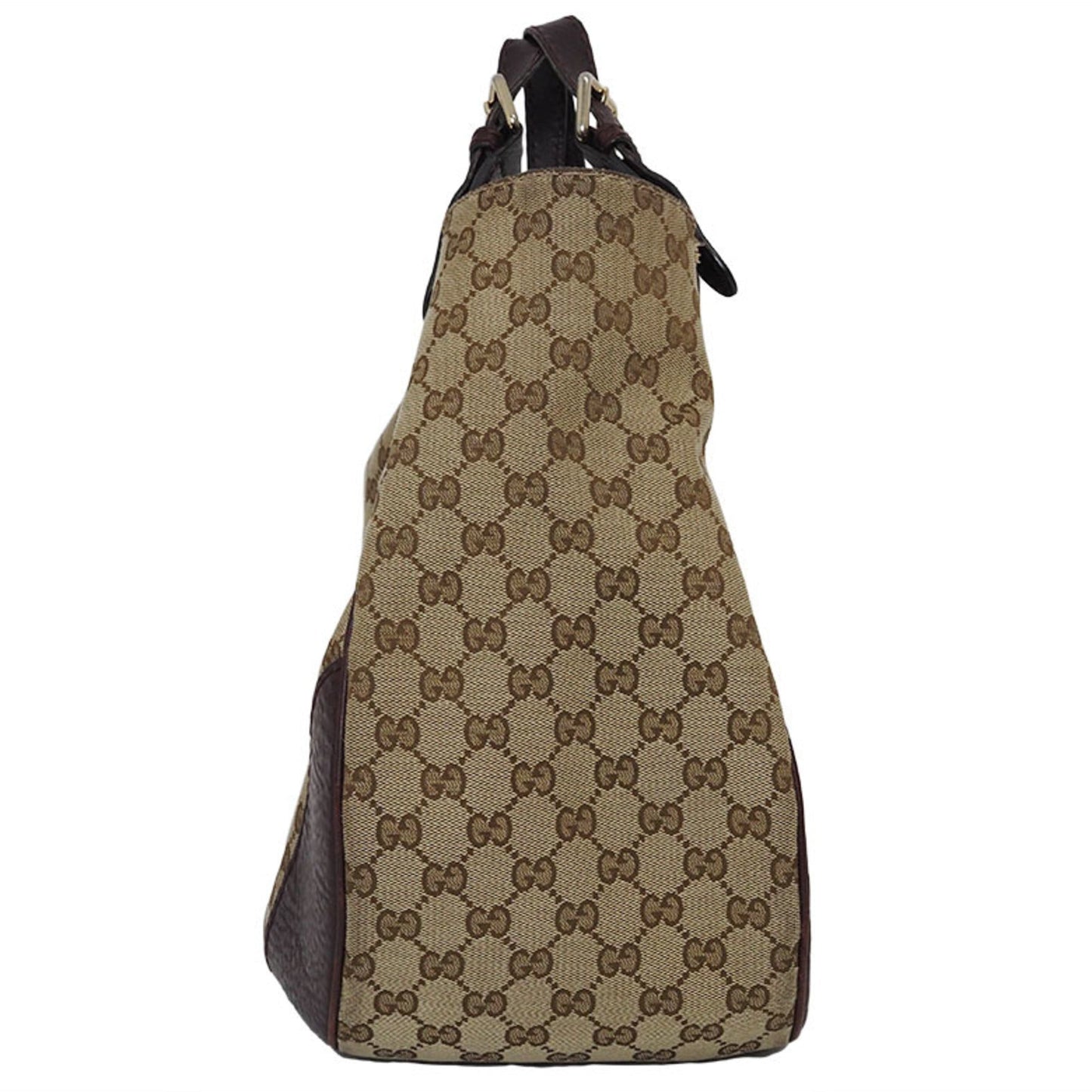 Gucci Gg Canvas Beige Bordeaux Canvas Leather Handbag