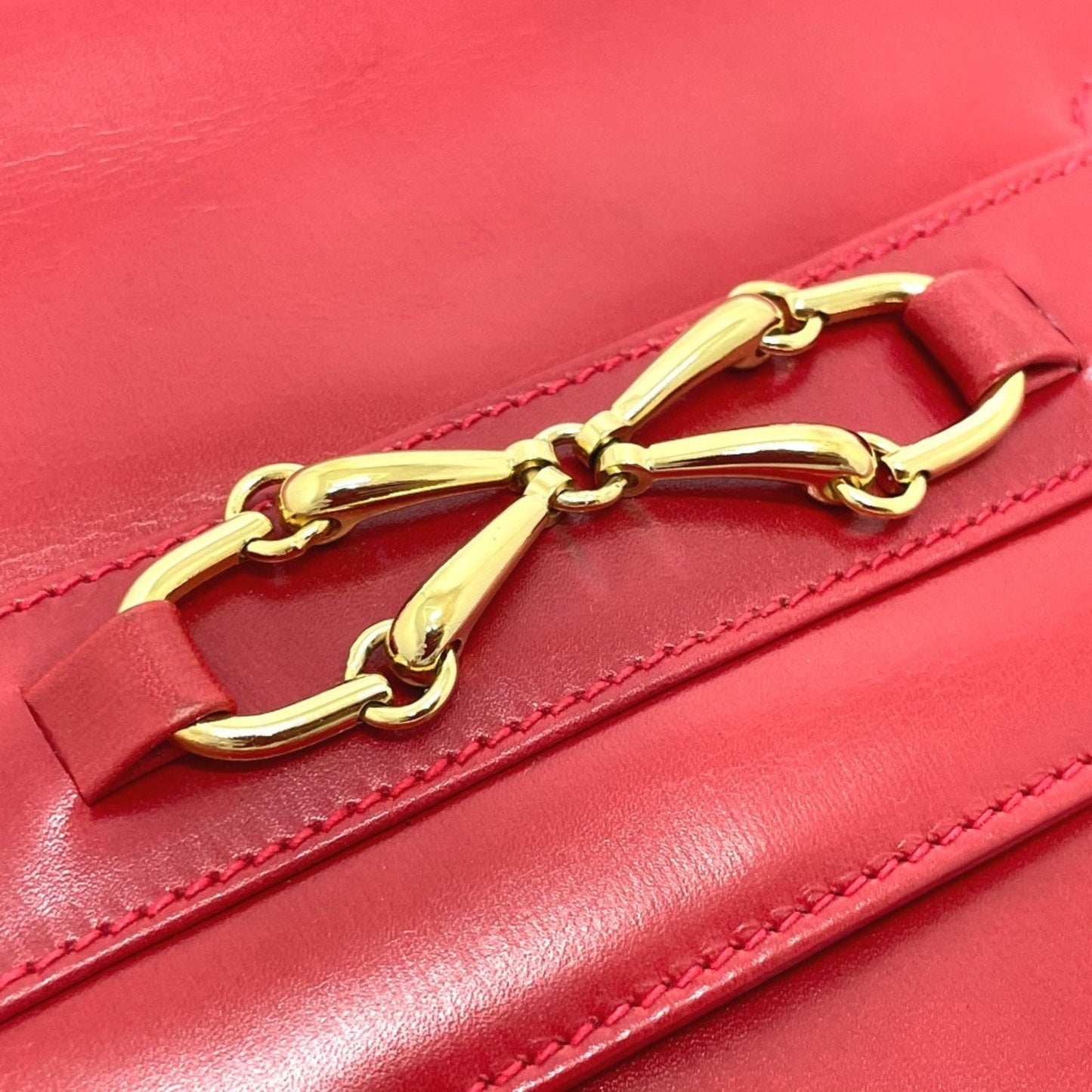 Gucci Red Color Leather Clutch Bag Shoulder Bag ( )