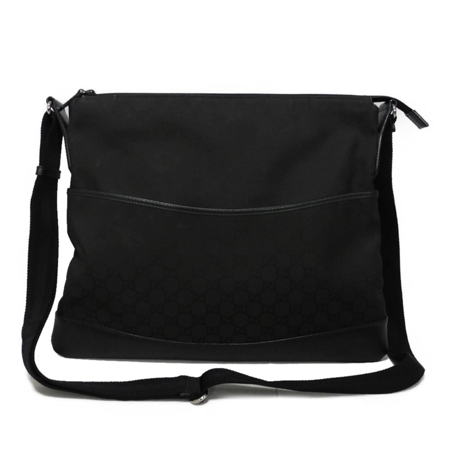 Gucci Black Nylon Canvas Leather Messenger Bag Shoulder Bag