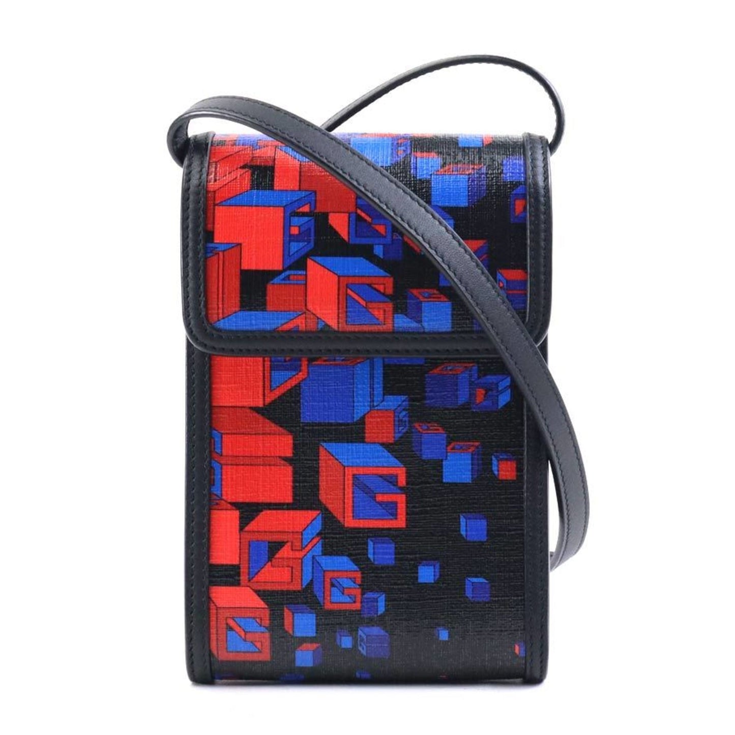 Gucci Black Blue Red Color Pvc Leather Pochette Shoulder Bag