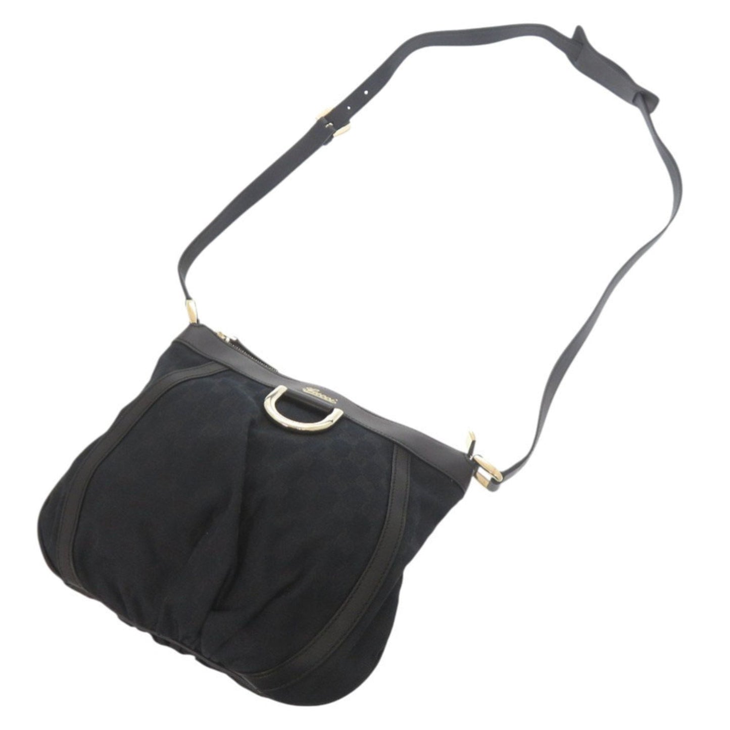Gucci Black Gg Canvas Leather Shoulder Bag ( )