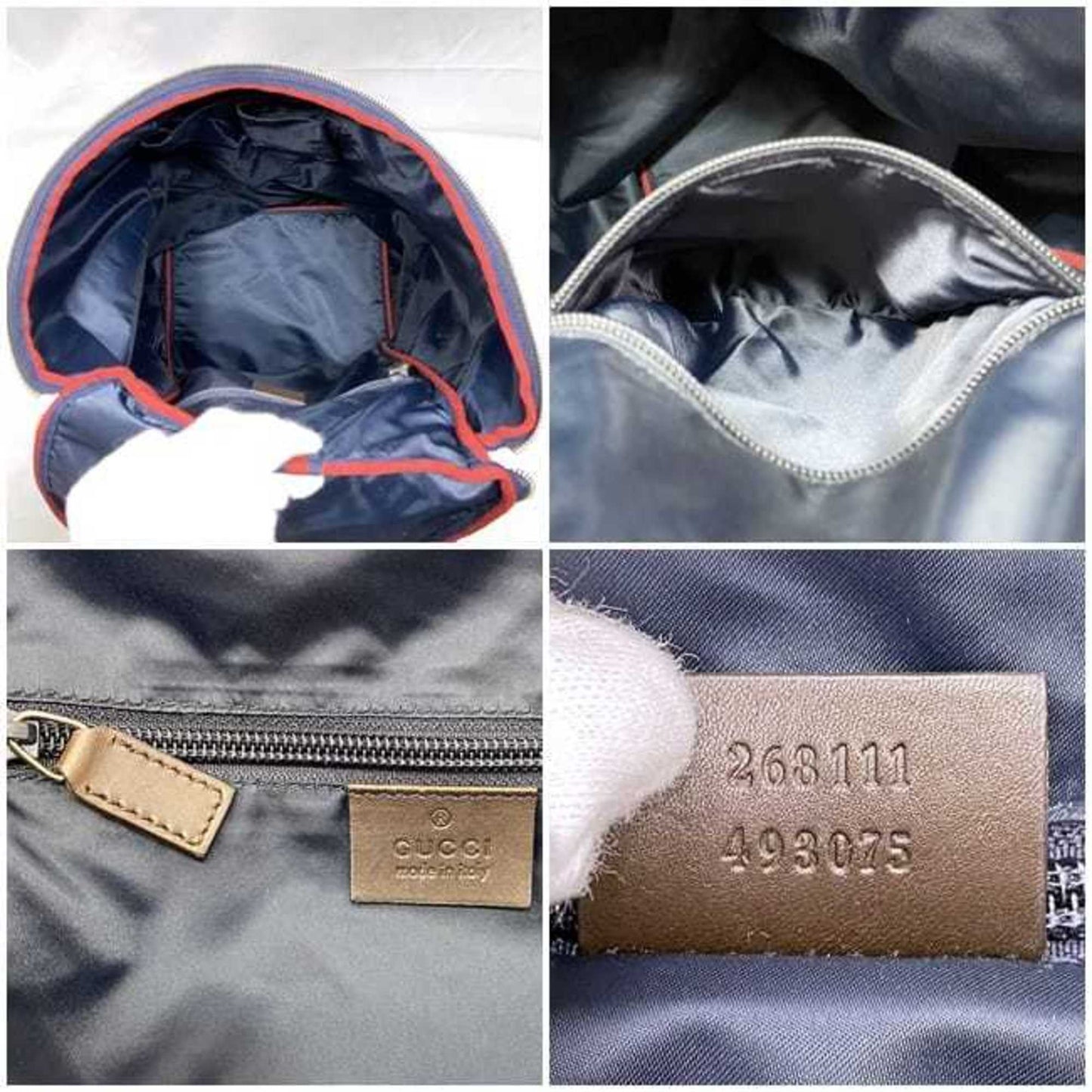 Gucci Diamante Gray Navy Nylon Leather Backpack ( )