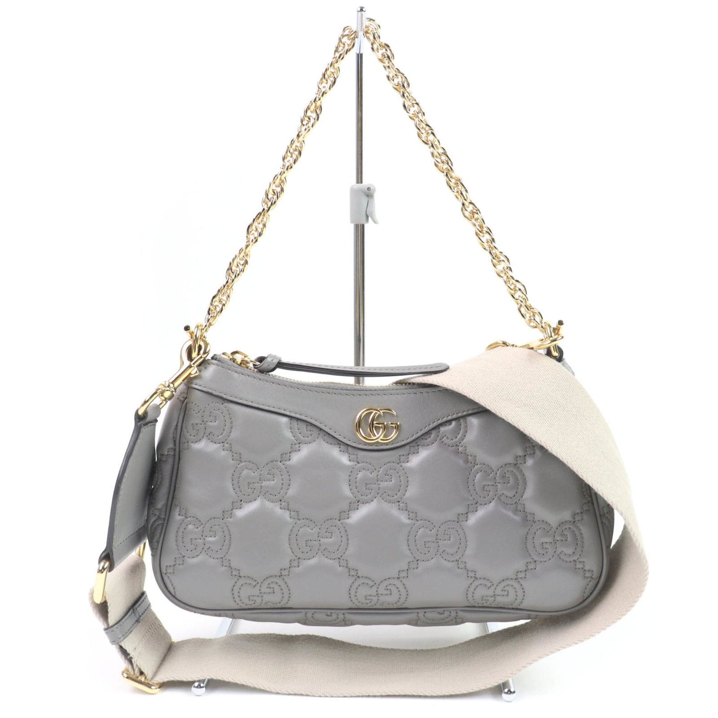 Gucci Gray Leather Handbag Shoulder Bag ( )
