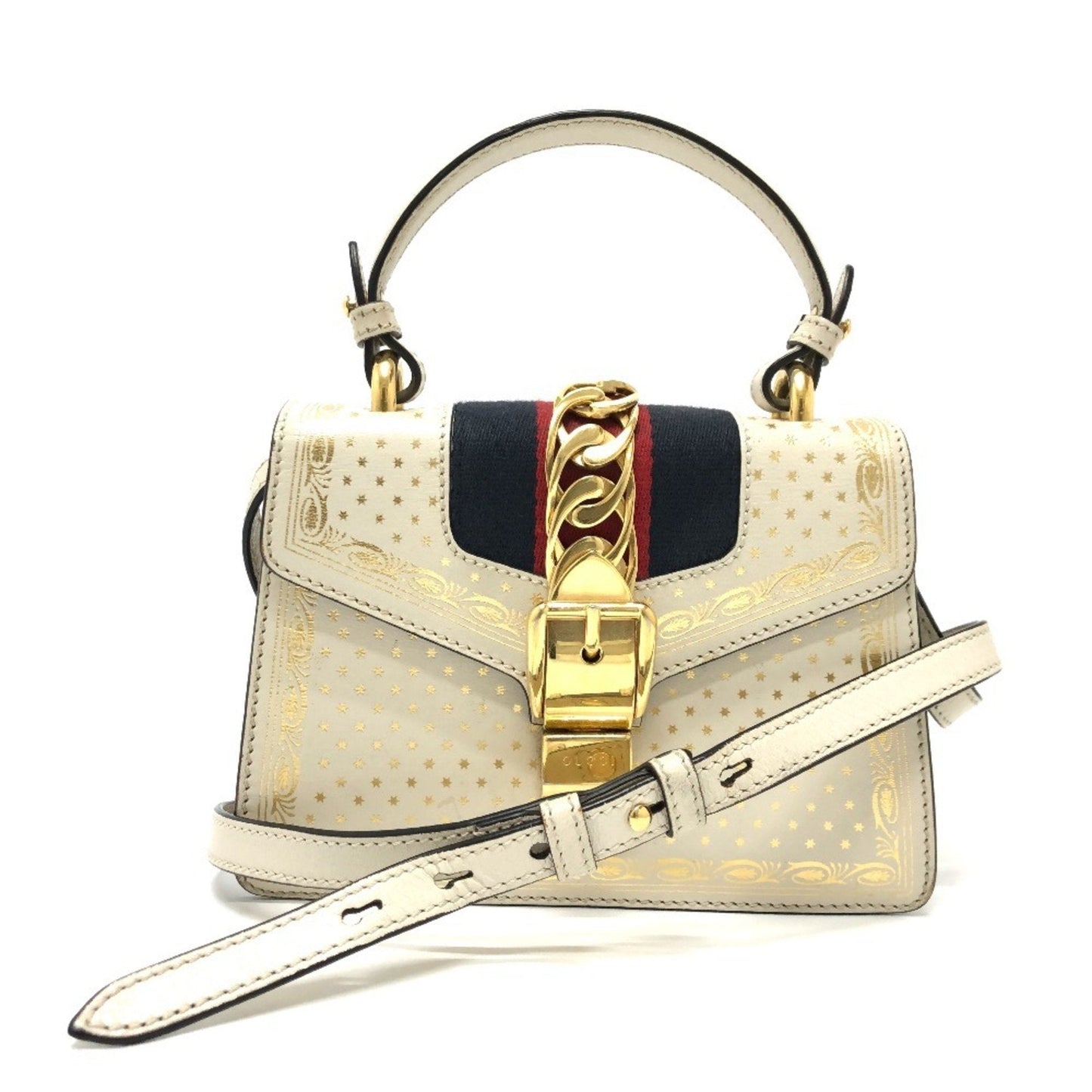 Gucci Blue White Leather Handbag Shoulder Bag ( )