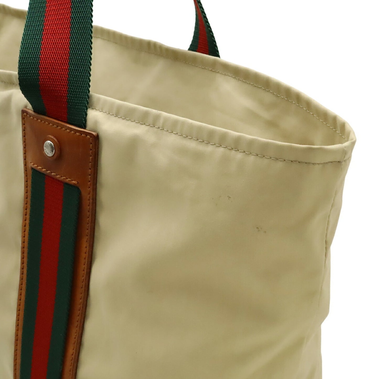 Gucci Sherry Line Beige Brown Green Red Color Canvas Leather Shoulder Bag Tote Bag ( )