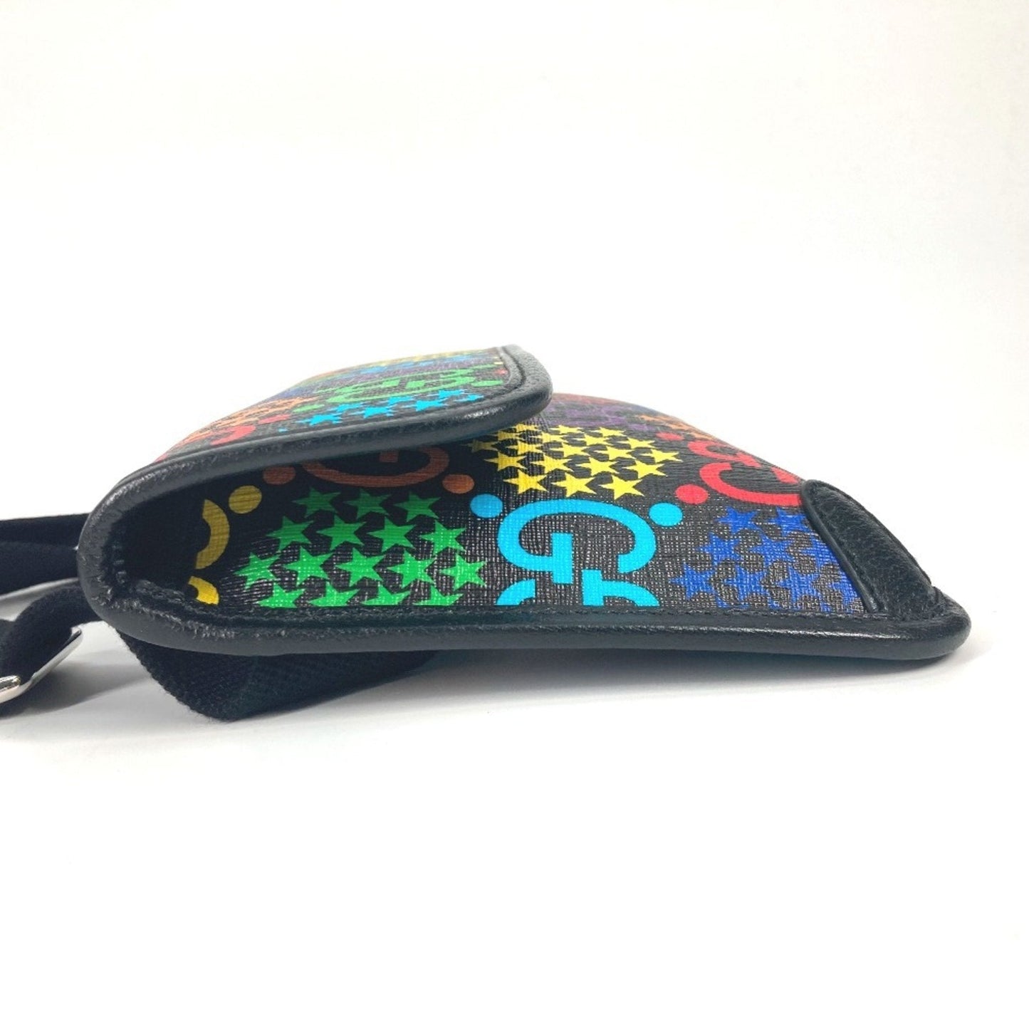 Gucci Black Multi-Color Leather Pvc Shoulder Bag Sling Bag ( )