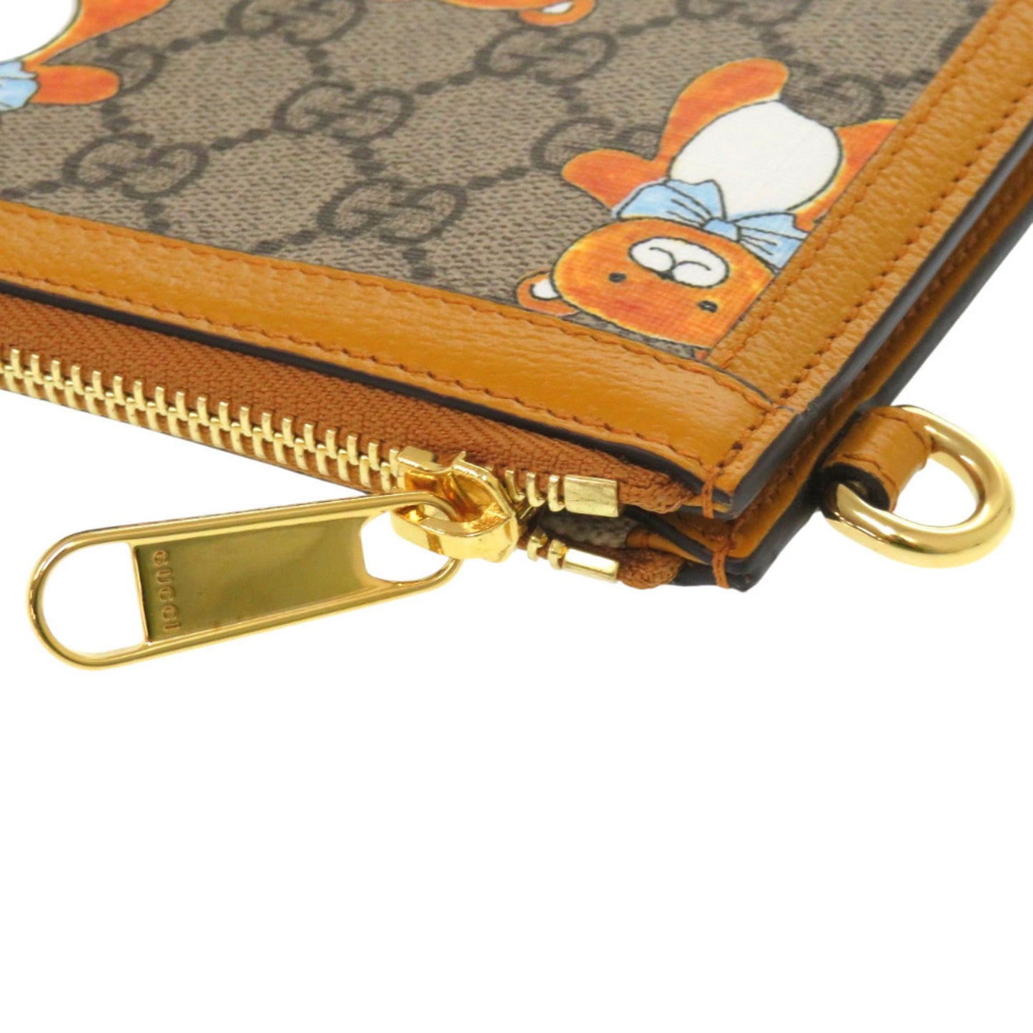Gucci Beige Yellow Gg Supreme Canvas Leather Clutch Bag ( )
