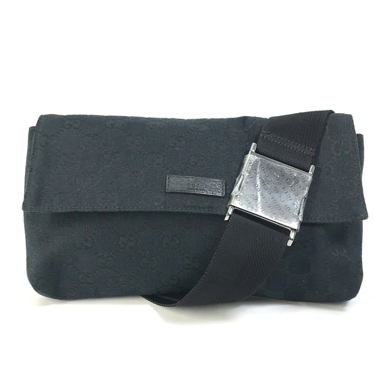 Gucci Black Gg Canvas Leather Fanny Pack ( )