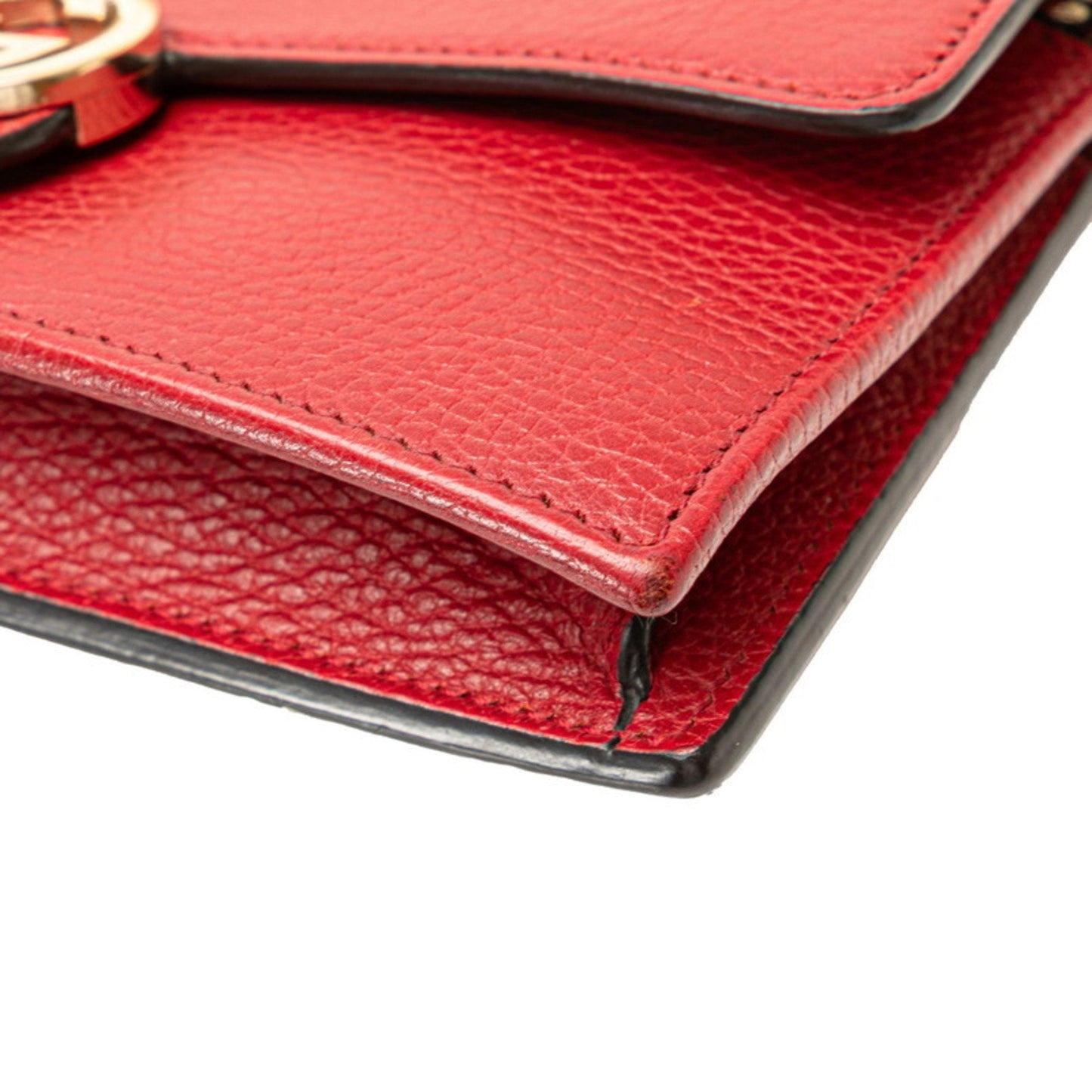 Gucci Red Color Leather Chain/Shoulder Wallet ( )
