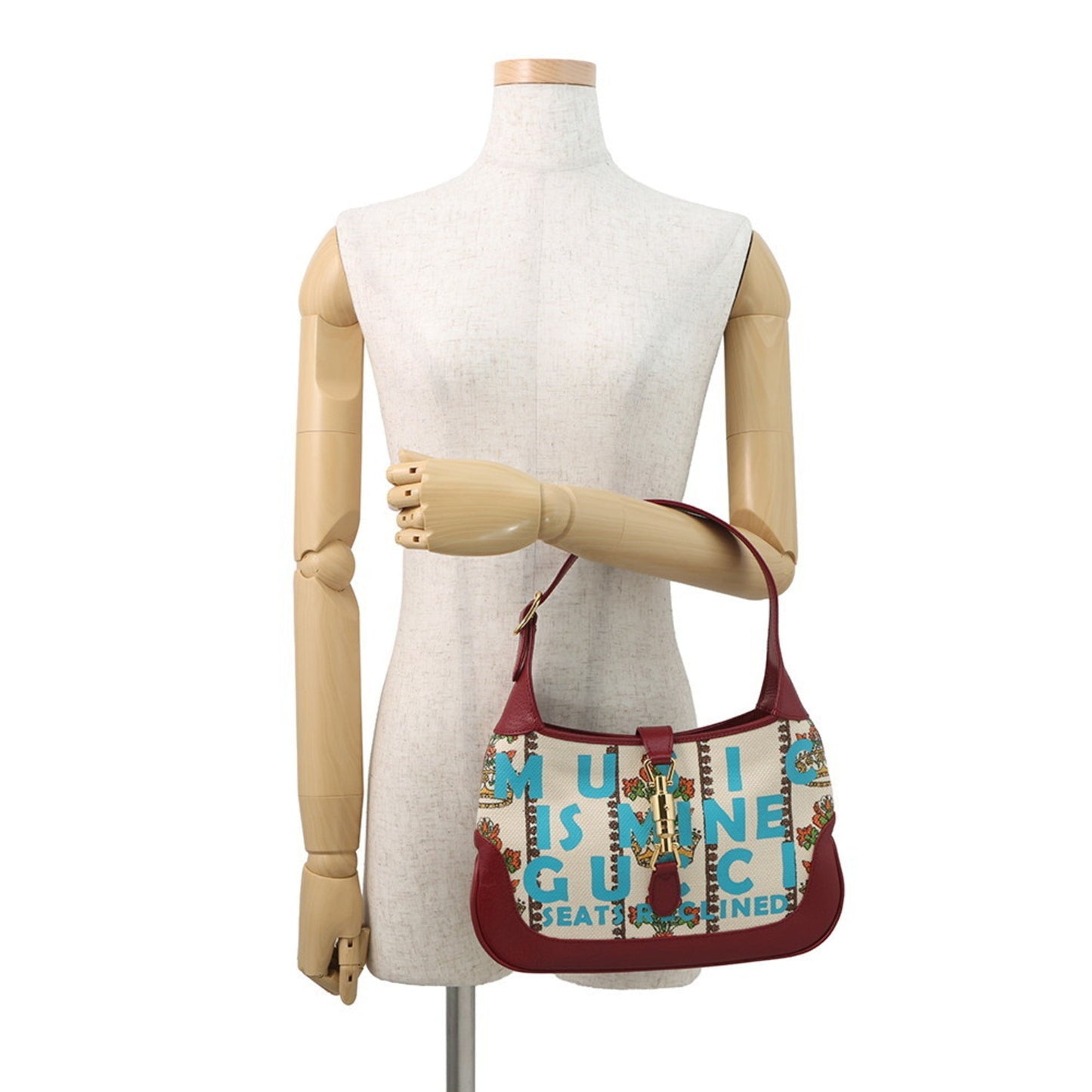 Gucci Ivory Red Color Canvas Leather Handbag Shoulder Bag ( )