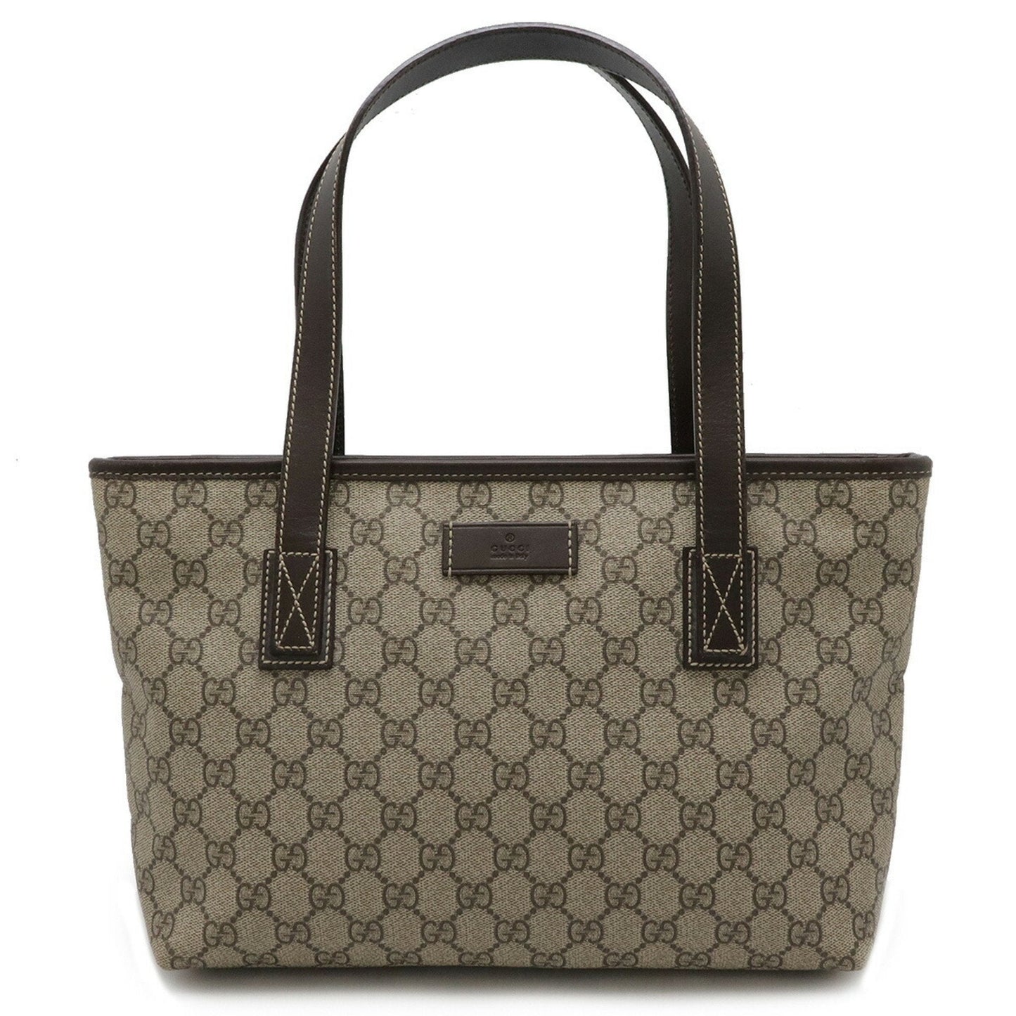 Gucci Gg Plus Beige Dark Brown Pvc Leather Shoulder Bag Tote Bag ( )