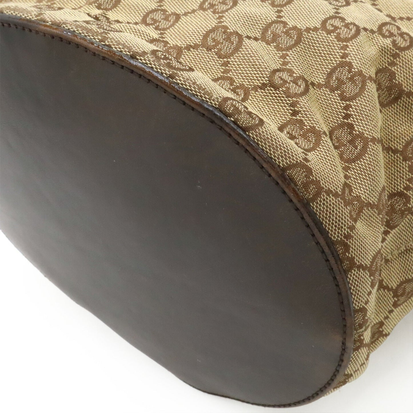 Gucci Beige Dark Brown Gg Canvas Leather Shoulder Bag ( )