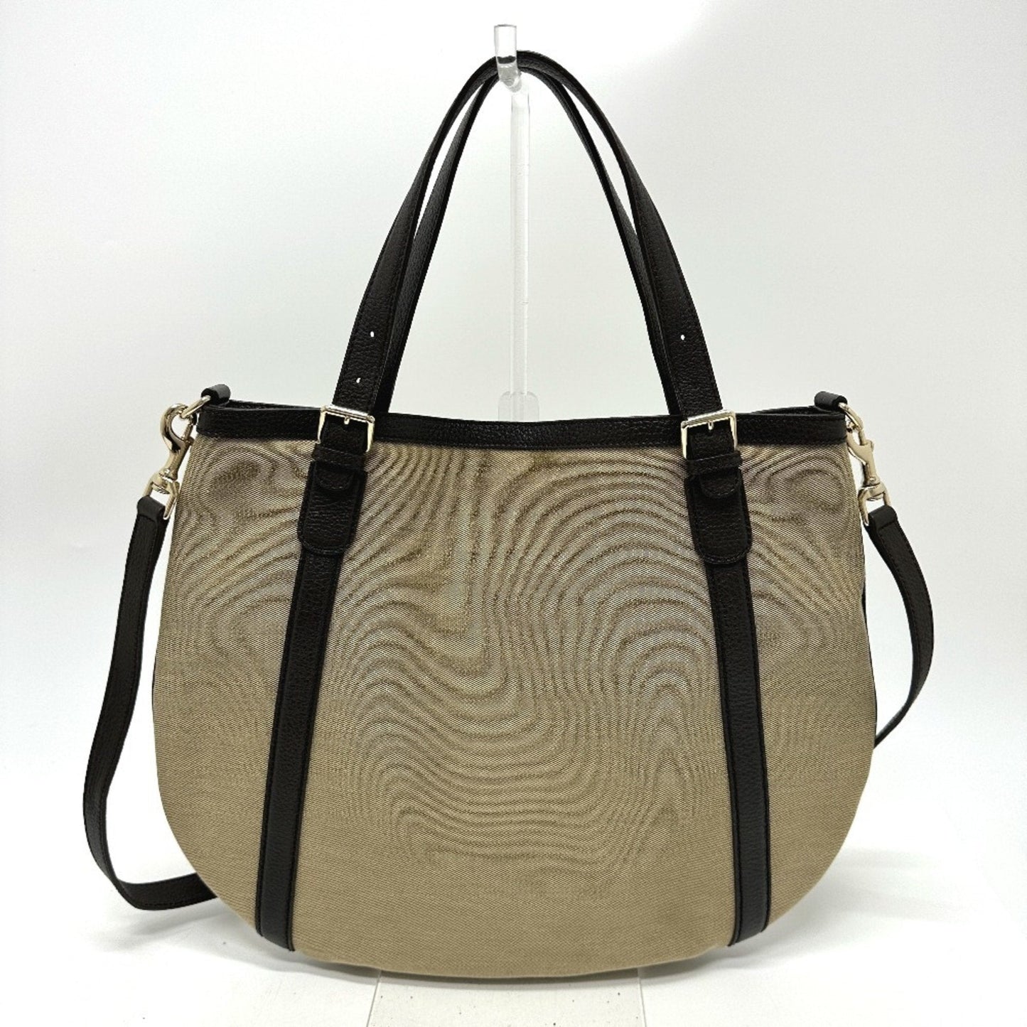 Gucci Beige Canvas Leather Shoulder Bag Tote Bag ( )