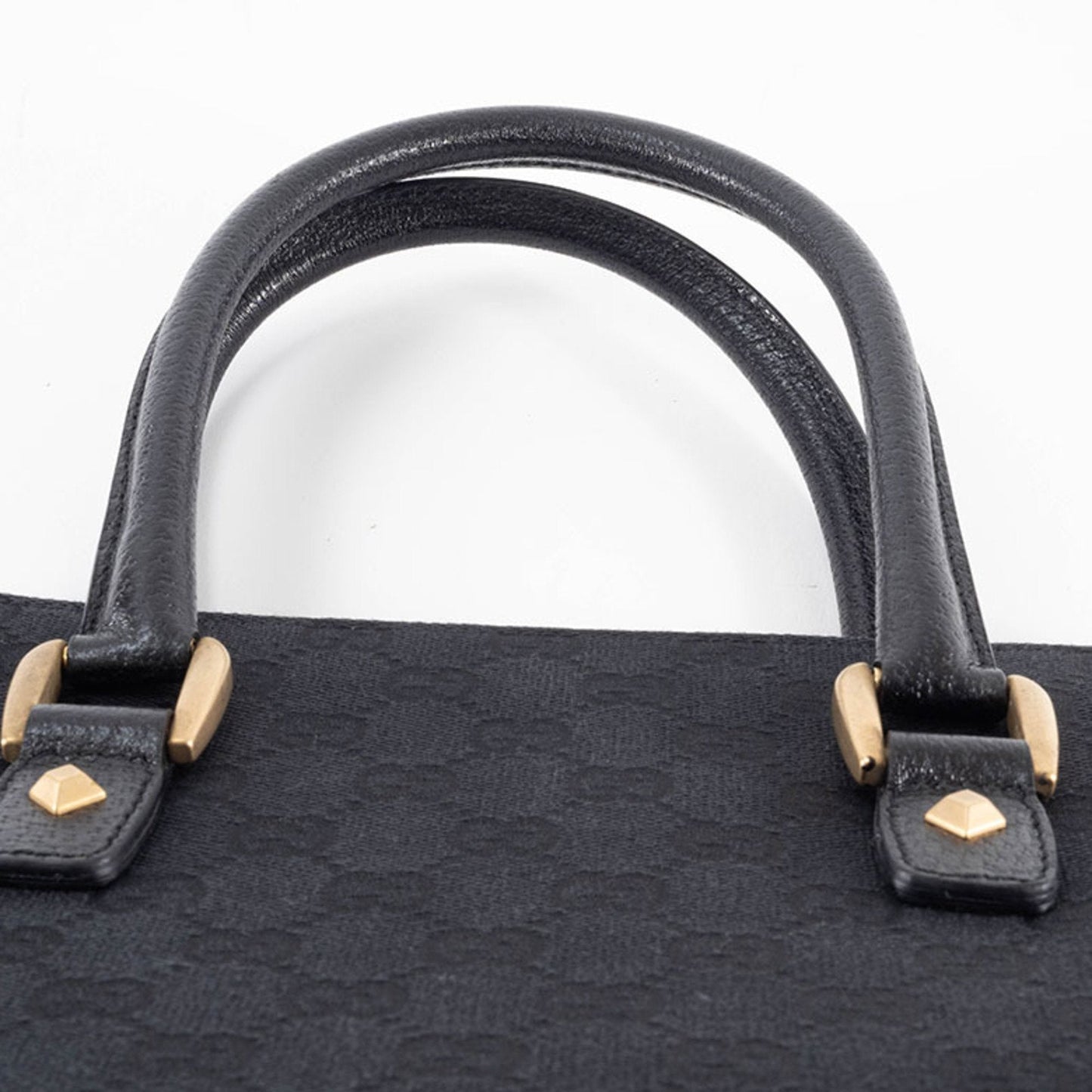 Gucci Gg Canvas Black Gg Canvas Leather Tote Bag ( )
