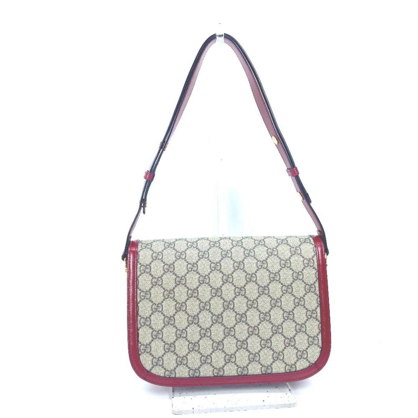 Gucci Beige Red Color Gg Supreme Leather Shoulder Bag ( )