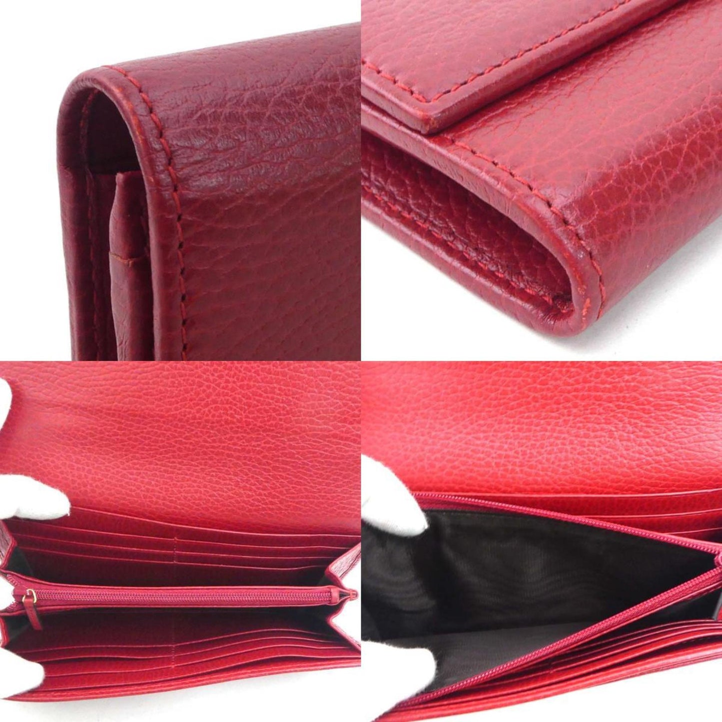 Gucci Red Color Leather Long Wallet (Bi-Fold) ( )