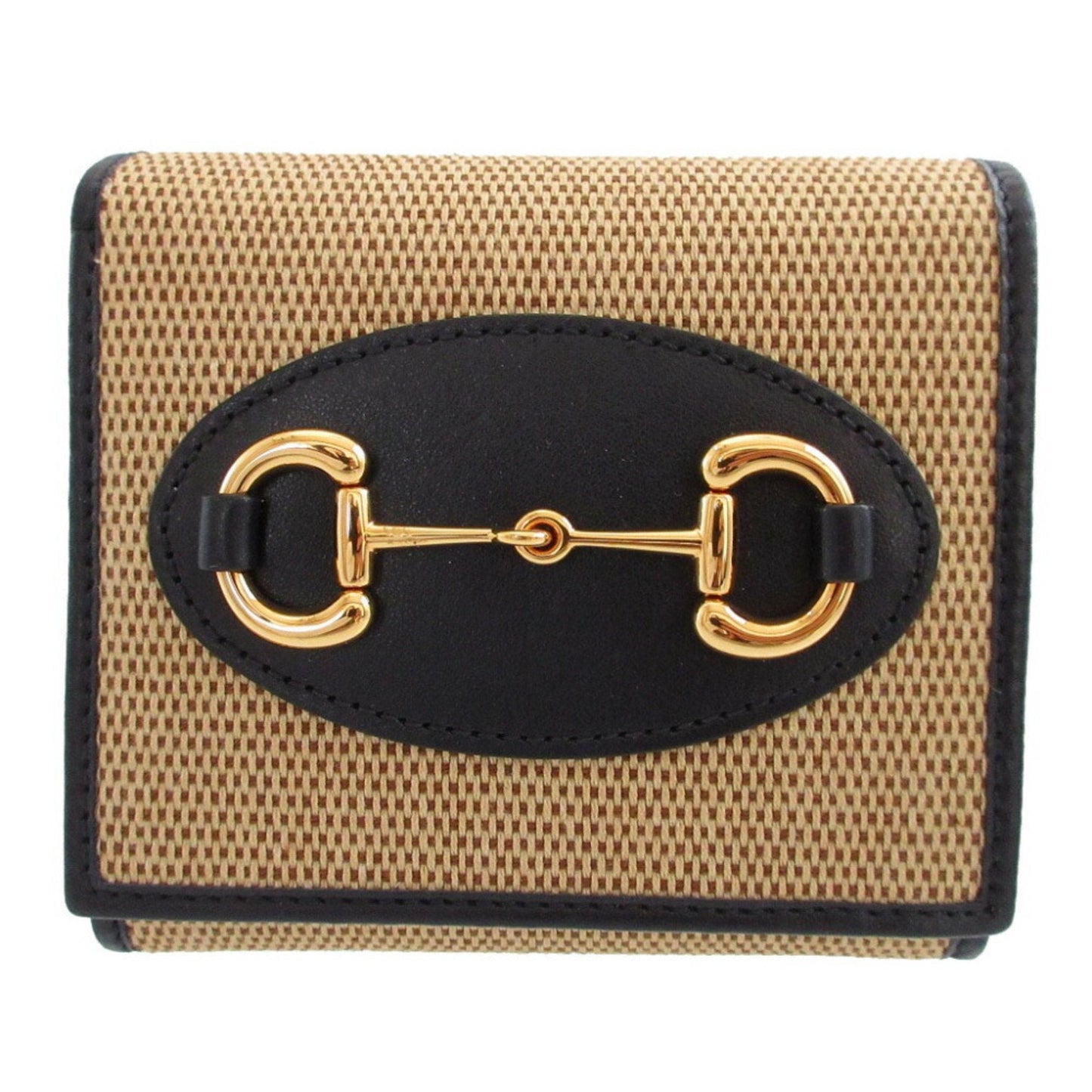 Gucci Beige Navy Canvas Leather Wallet (Tri-Fold) ( )