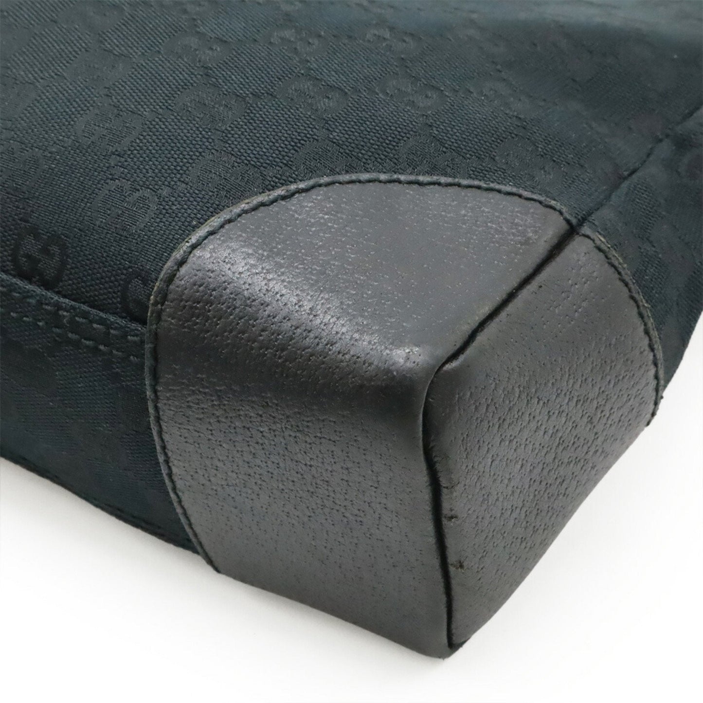 Gucci Black Gg Canvas Leather Shoulder Bag ( )