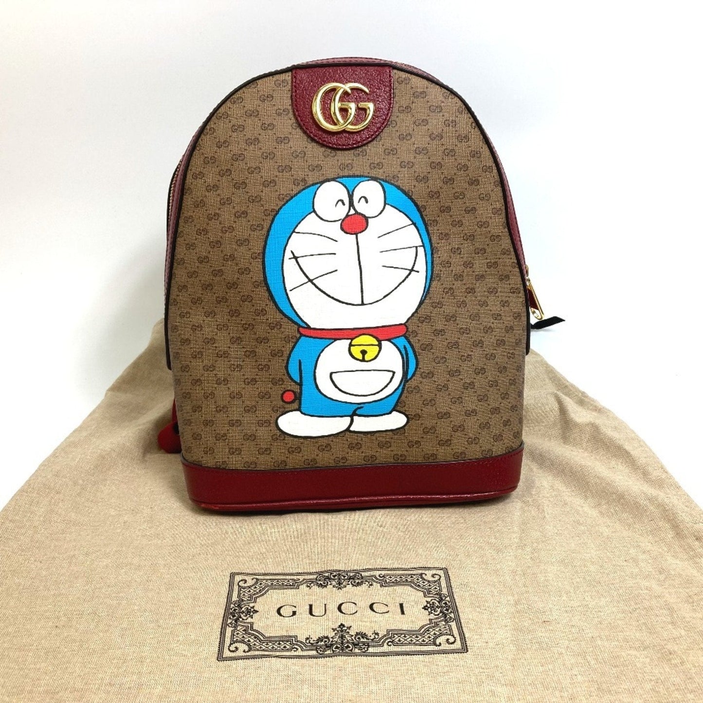 Gucci Beige Red Color Pvc Leather Backpack ( )