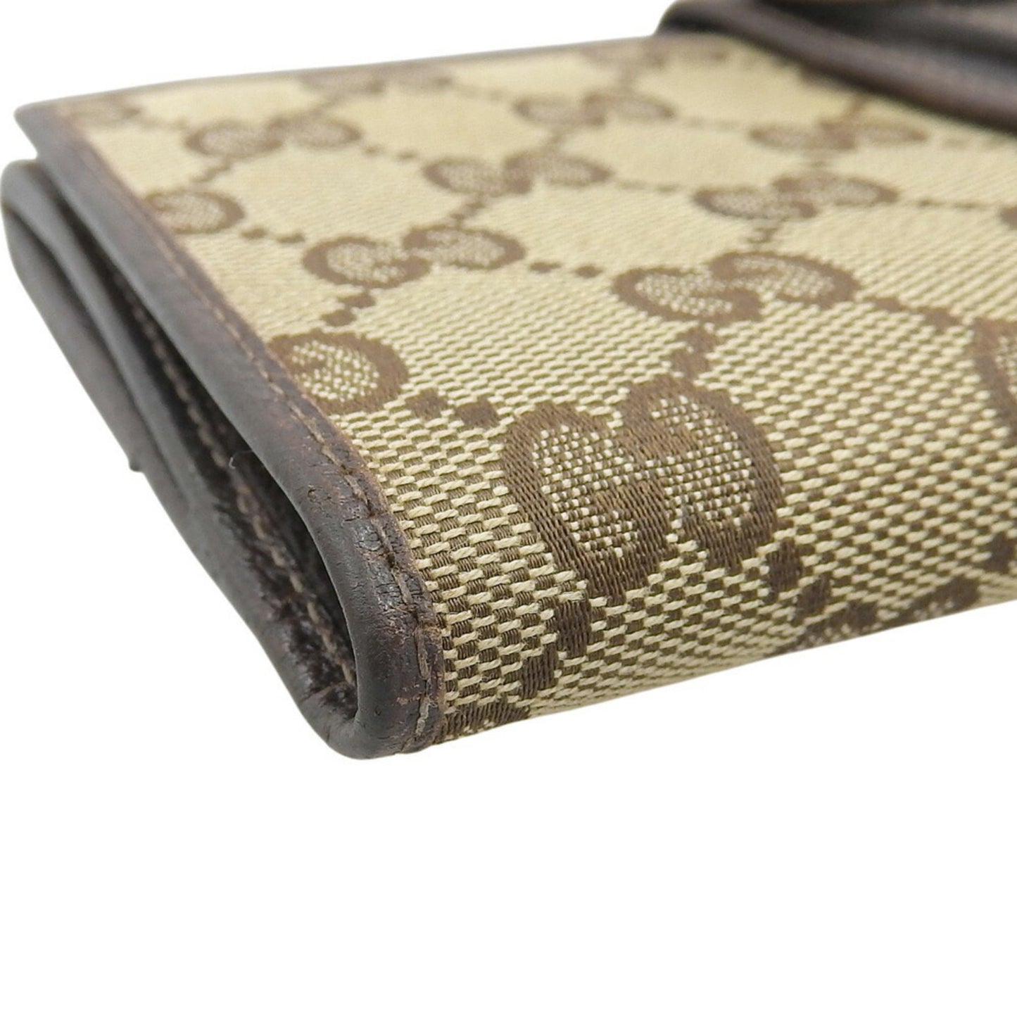 Gucci Beige Dark Brown Gg Canvas Long Wallet (Bi-Fold) ( )