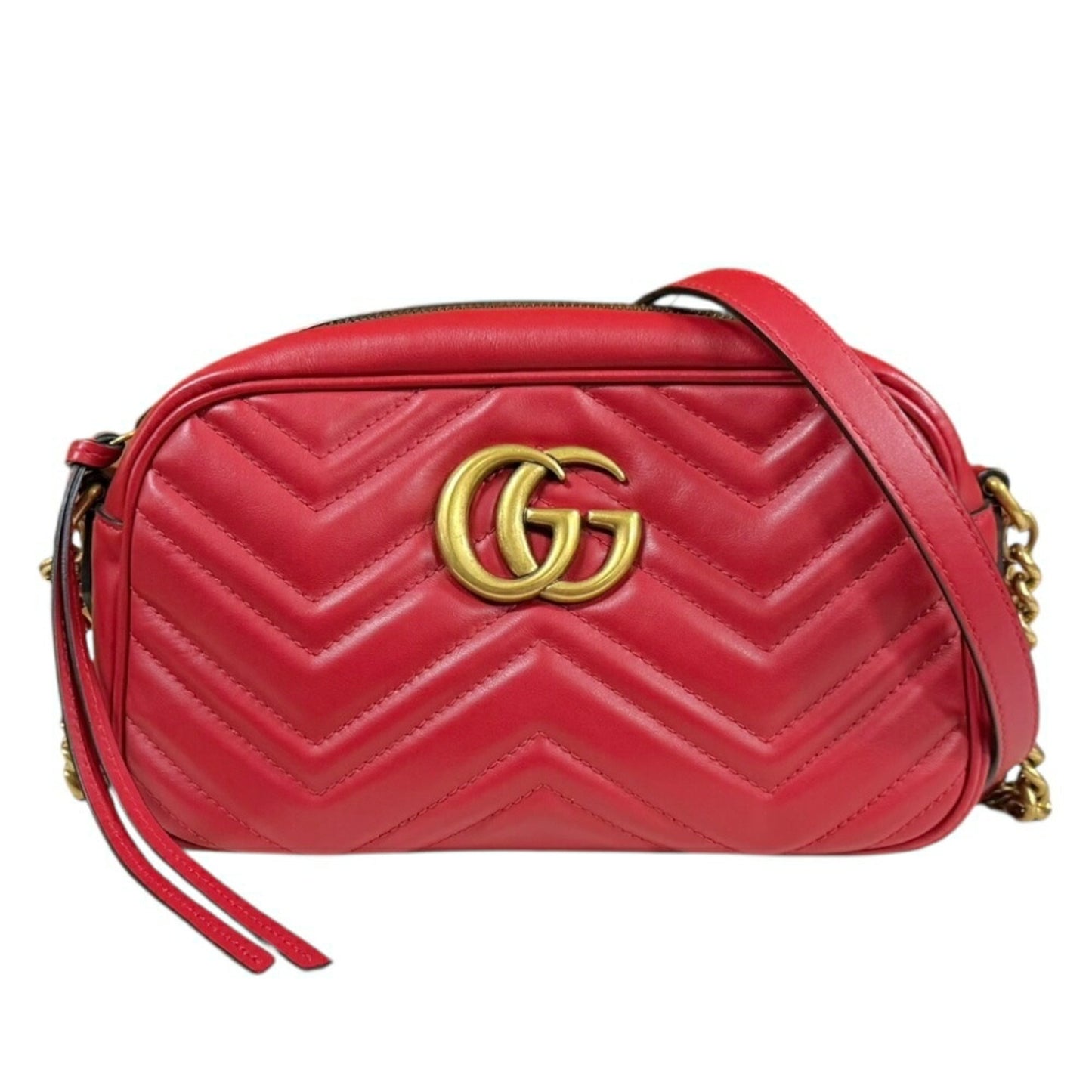 Gucci Gg Marmont Red Color Leather Shoulder Bag ( )