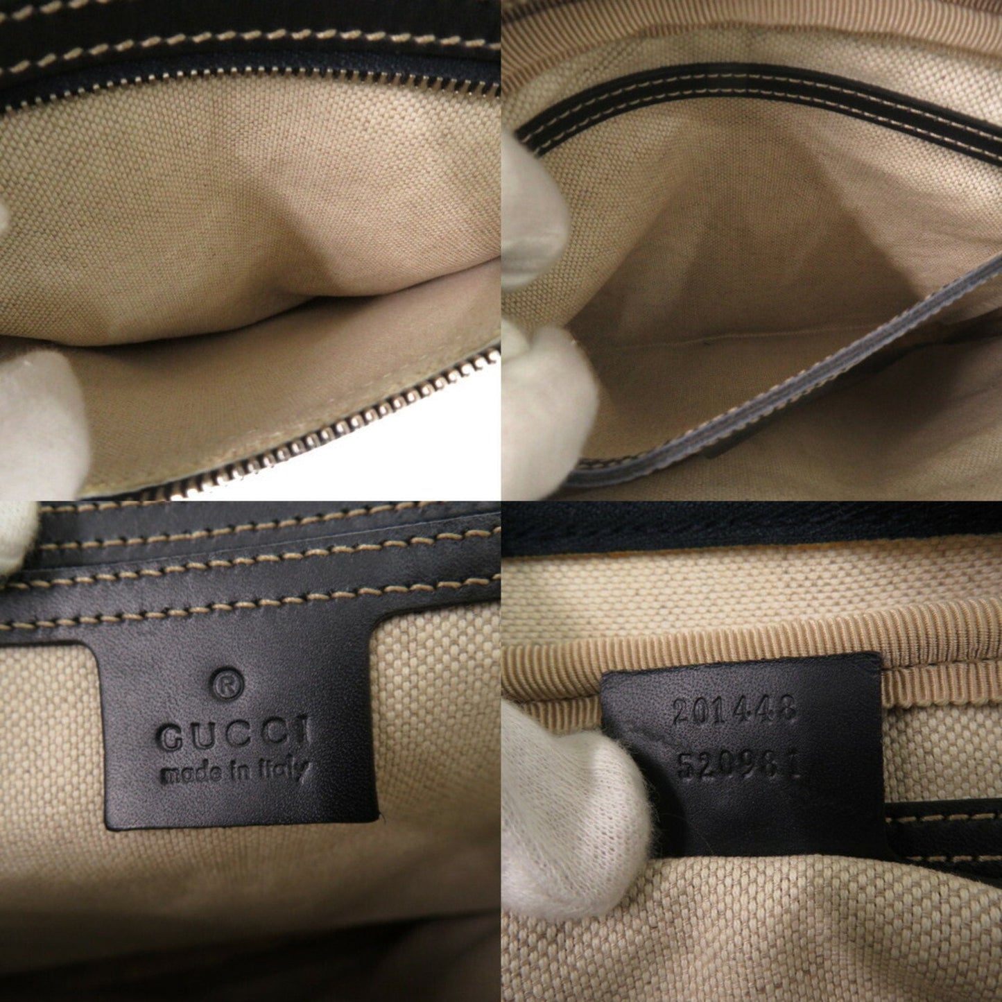 Gucci Beige Navy Gg Supreme Shoulder Bag ( )