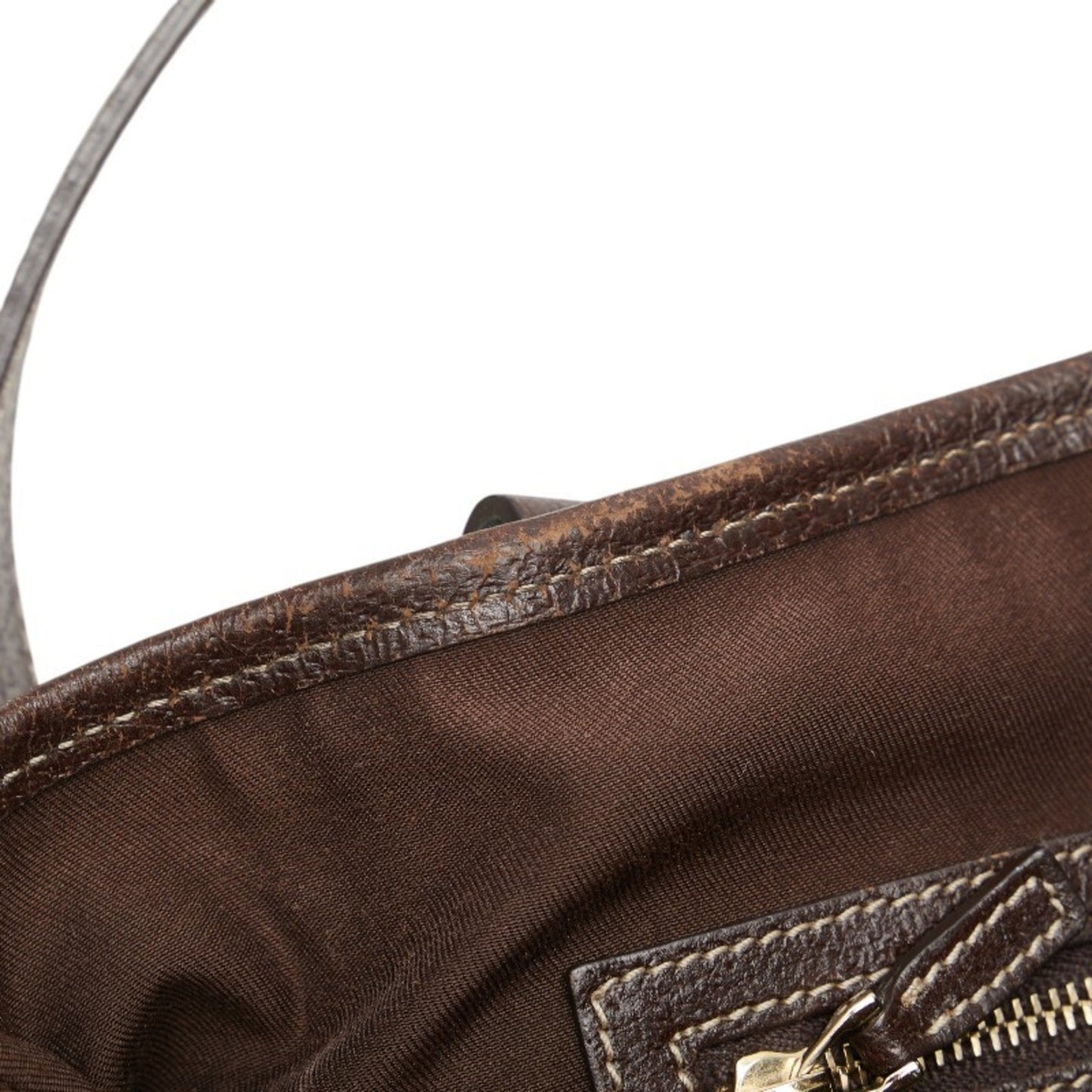 Gucci Gg Canvas Beige Brown Gg Canvas Leather Shoulder Bag Tote Bag ( )