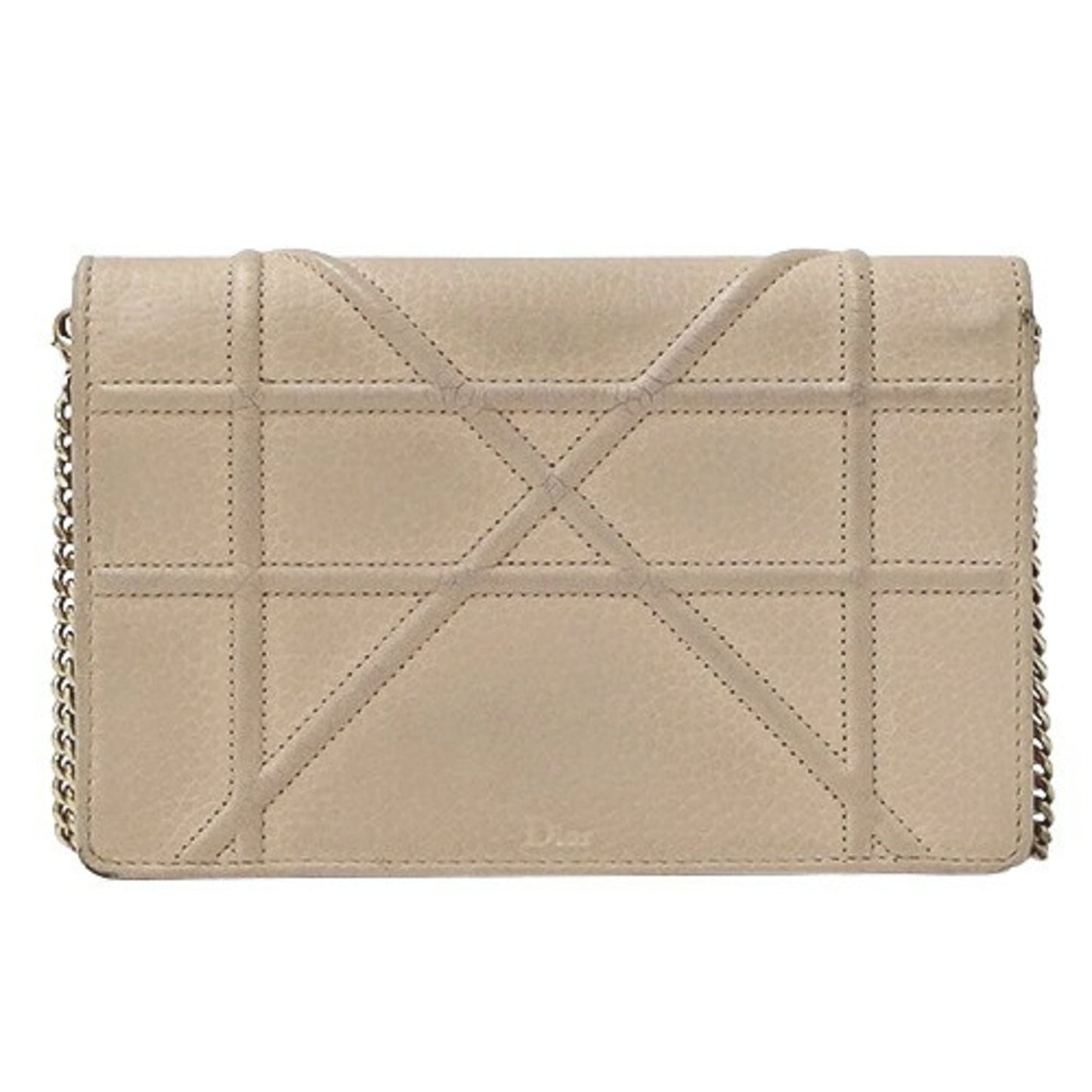 Christian Dior Pink Beige Leather Clutch Bag Shoulder Bag ()