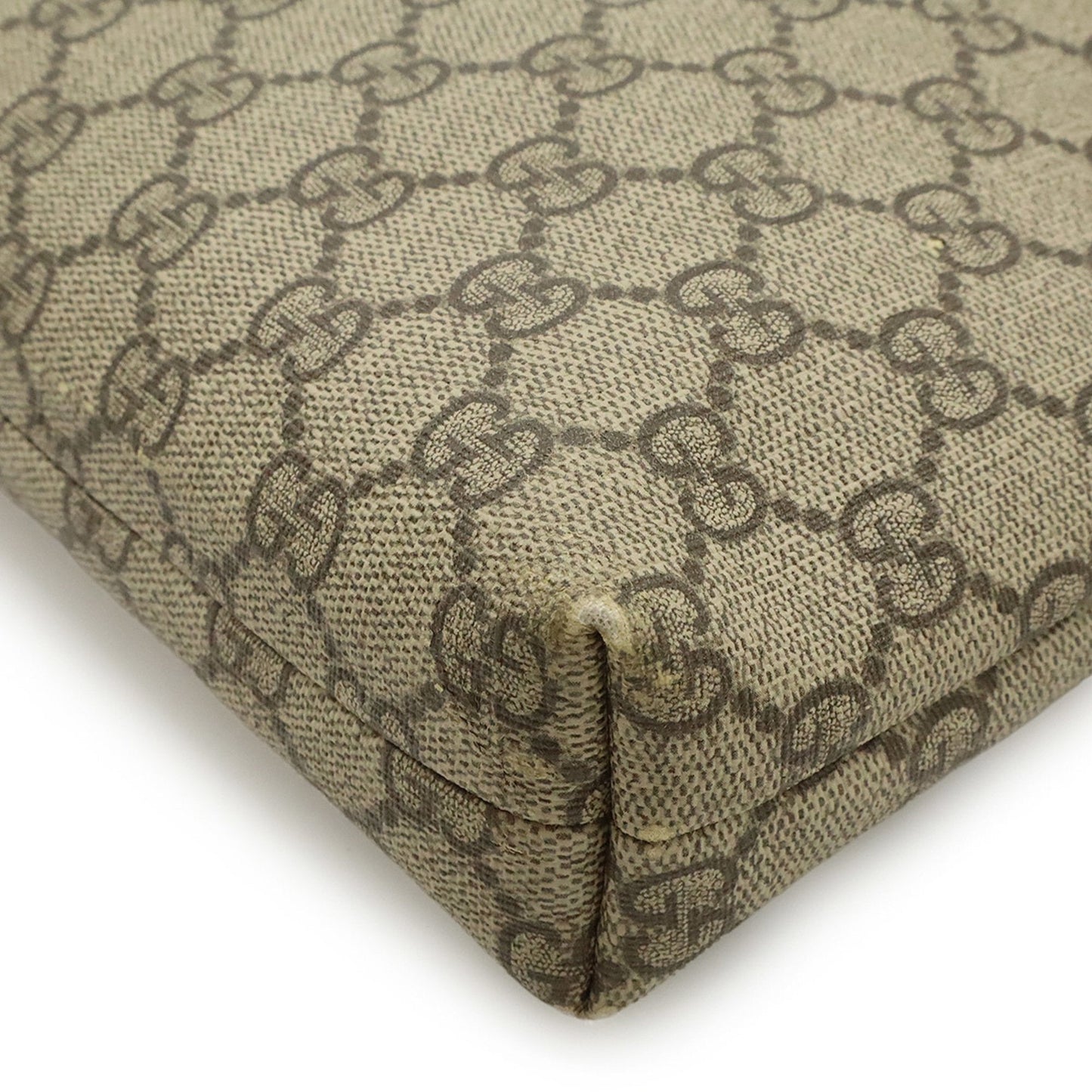 Gucci Beige Dark Brown Gg Supreme Leather Shoulder Bag ( )