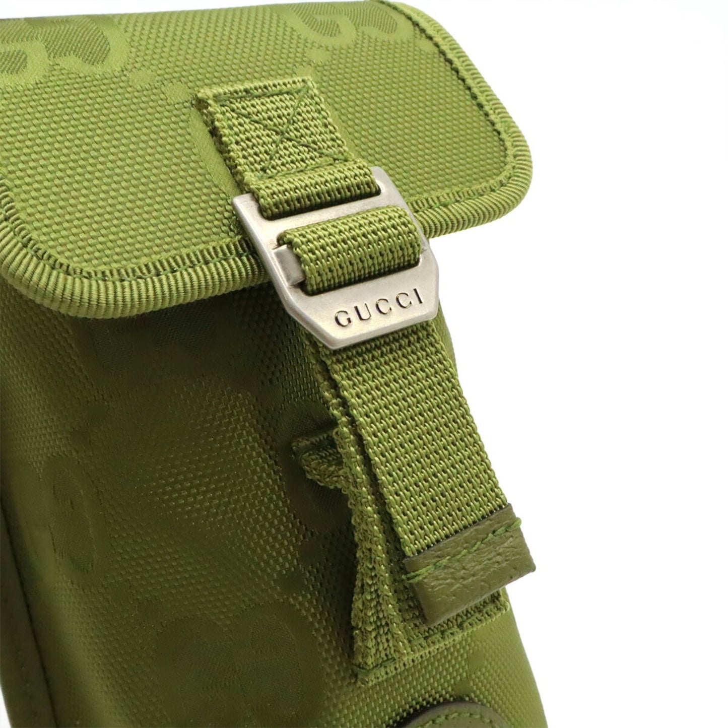 Gucci Green Khaki Nylon Canvas Leather Shoulder Bag ( )