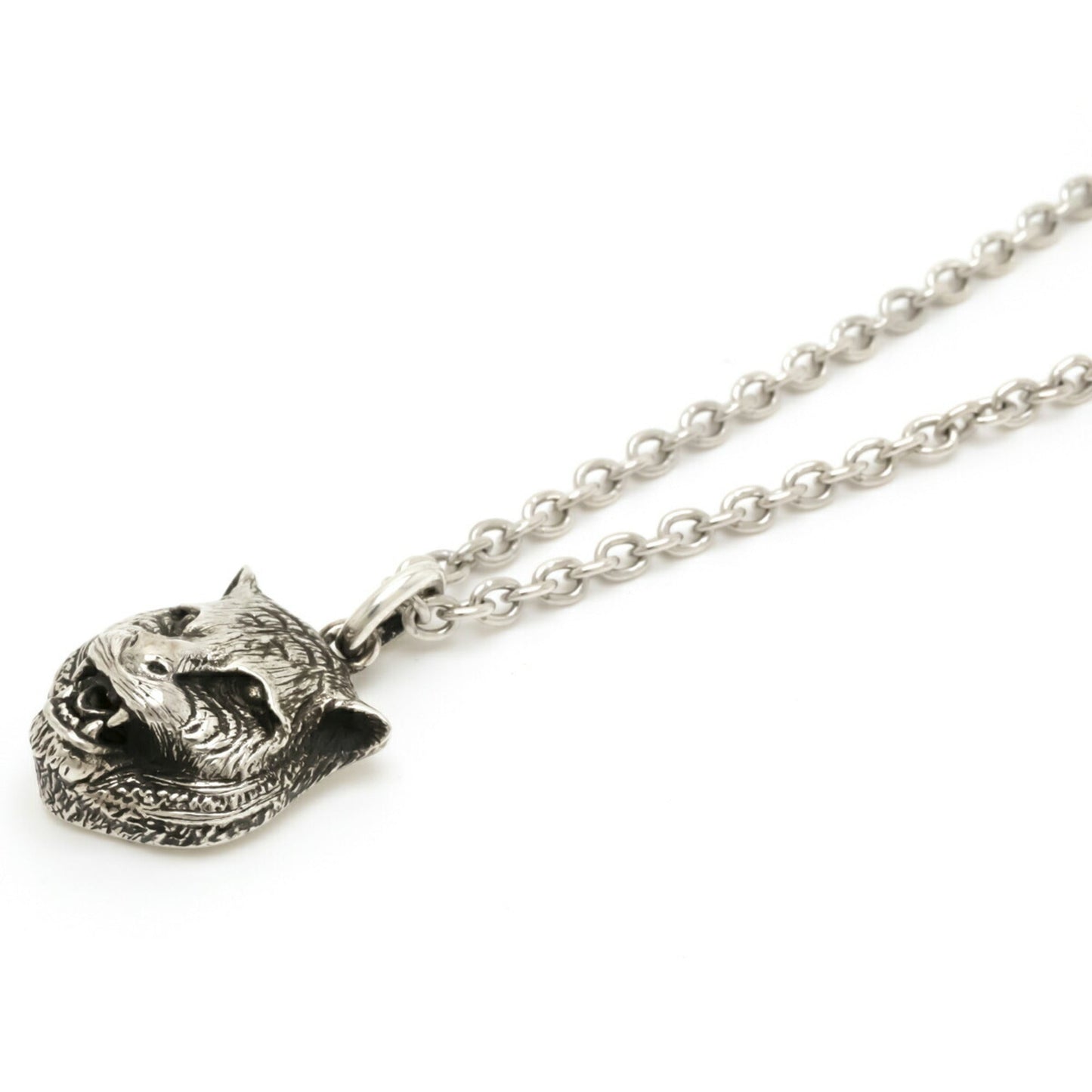 Gucci cat head necklace pendant animal motif SV925 Ag925 silver 433608