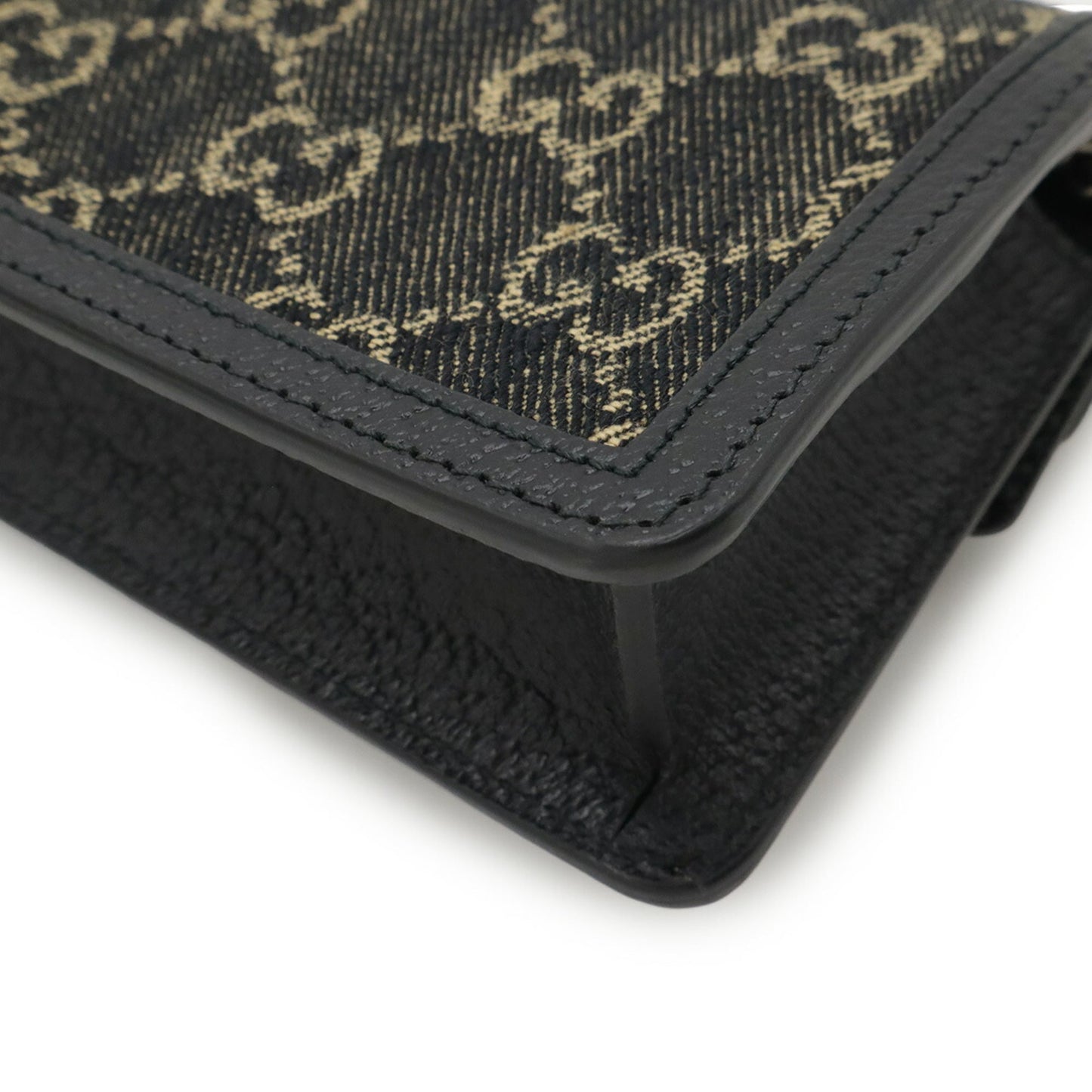 Gucci Black Denim Leather Shoulder Bag ( )