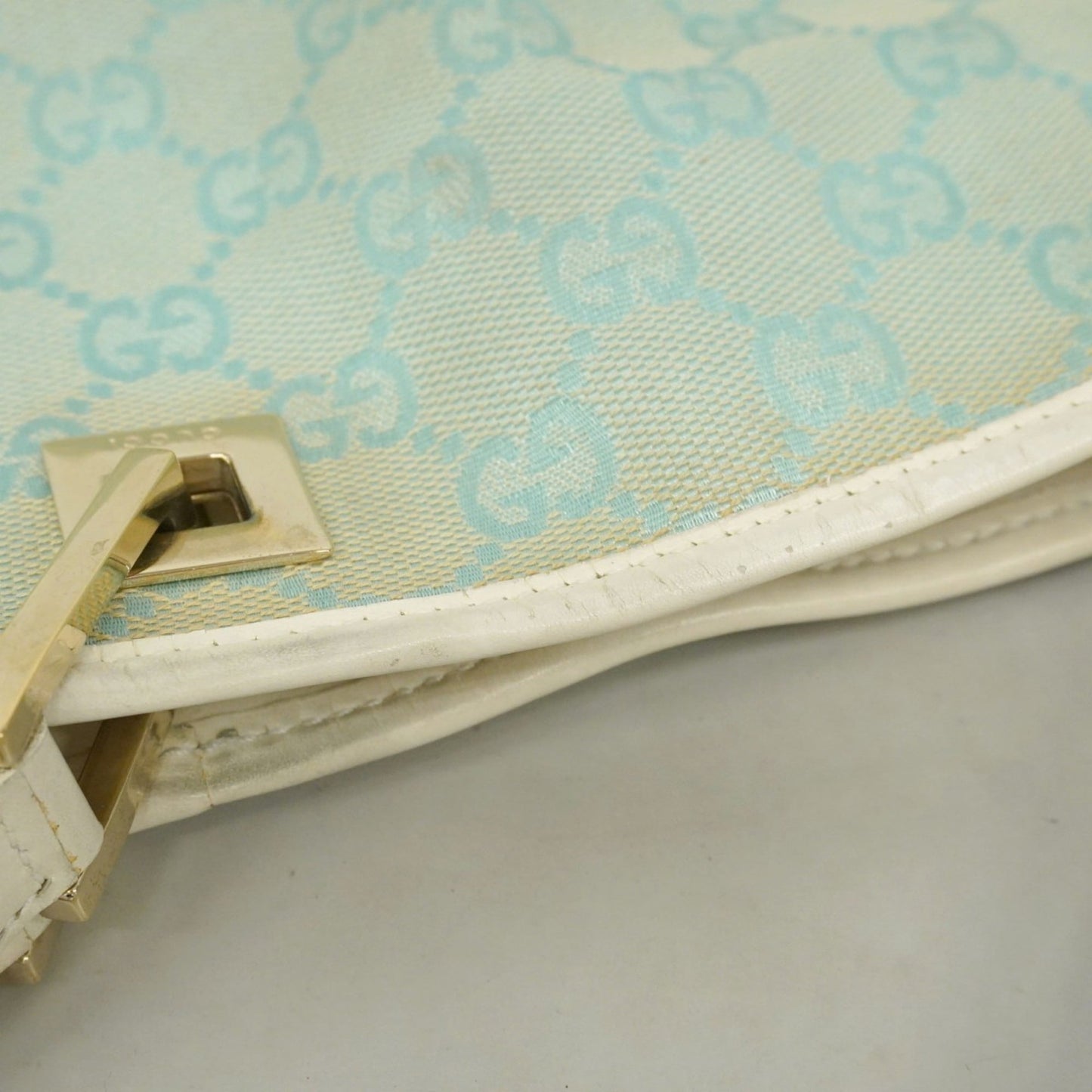 Gucci Light Blue White Canvas Tote Bag ( )