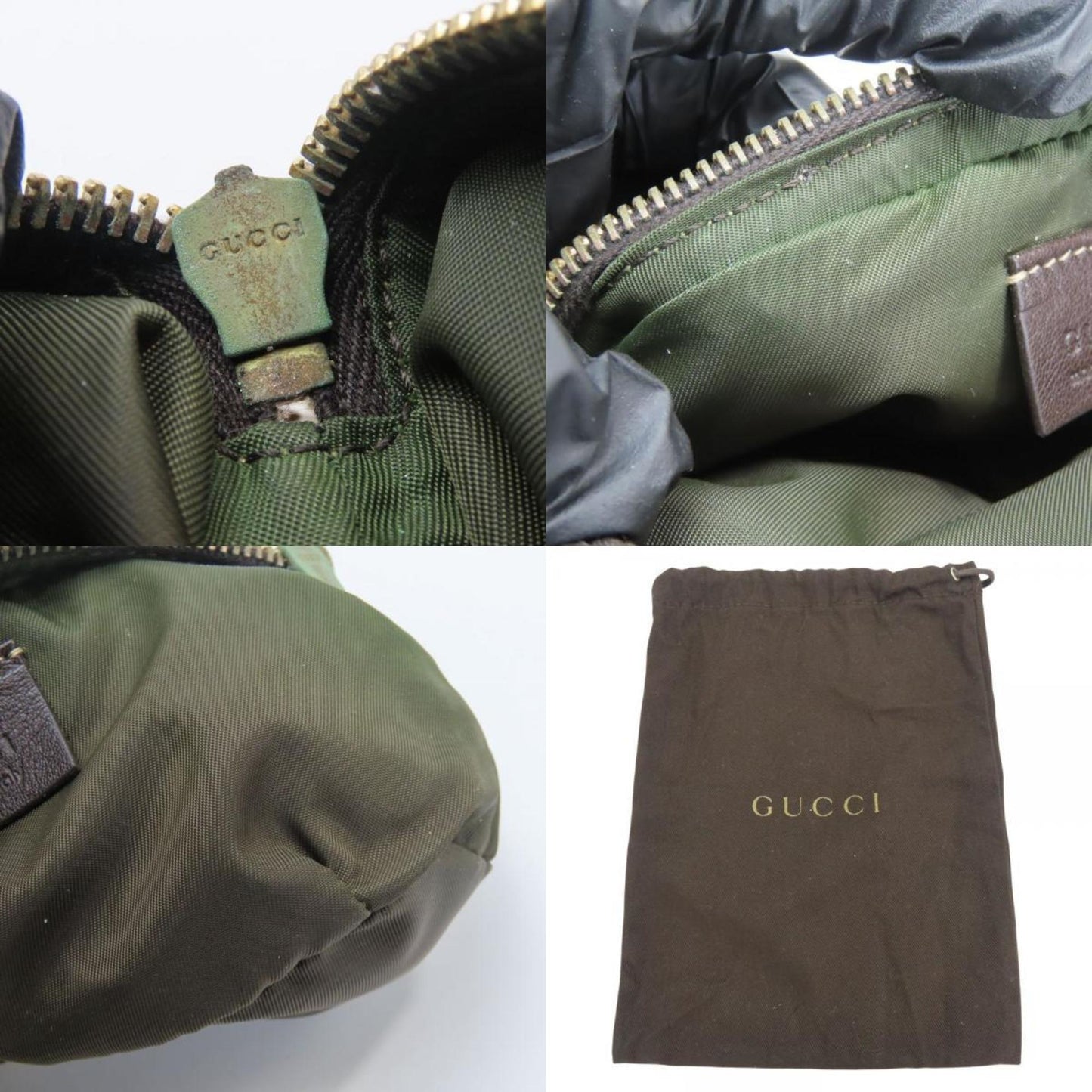 Gucci Beige Dark Brown Gg Canvas Leather Pouch ( )
