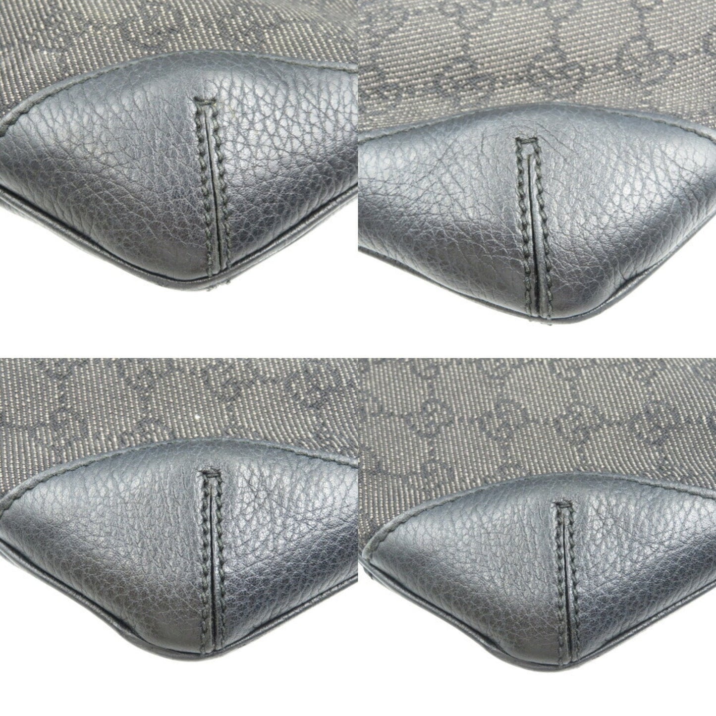 Gucci Black Gg Canvas Leather Shoulder Bag ( )