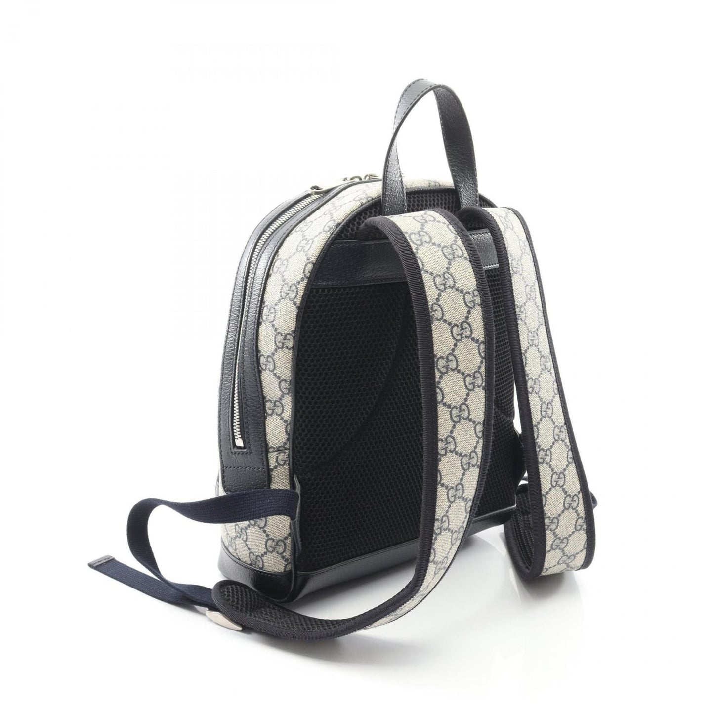 Gucci Beige Navy Red Color Pvc Coated Canvas Leather Backpack ( )